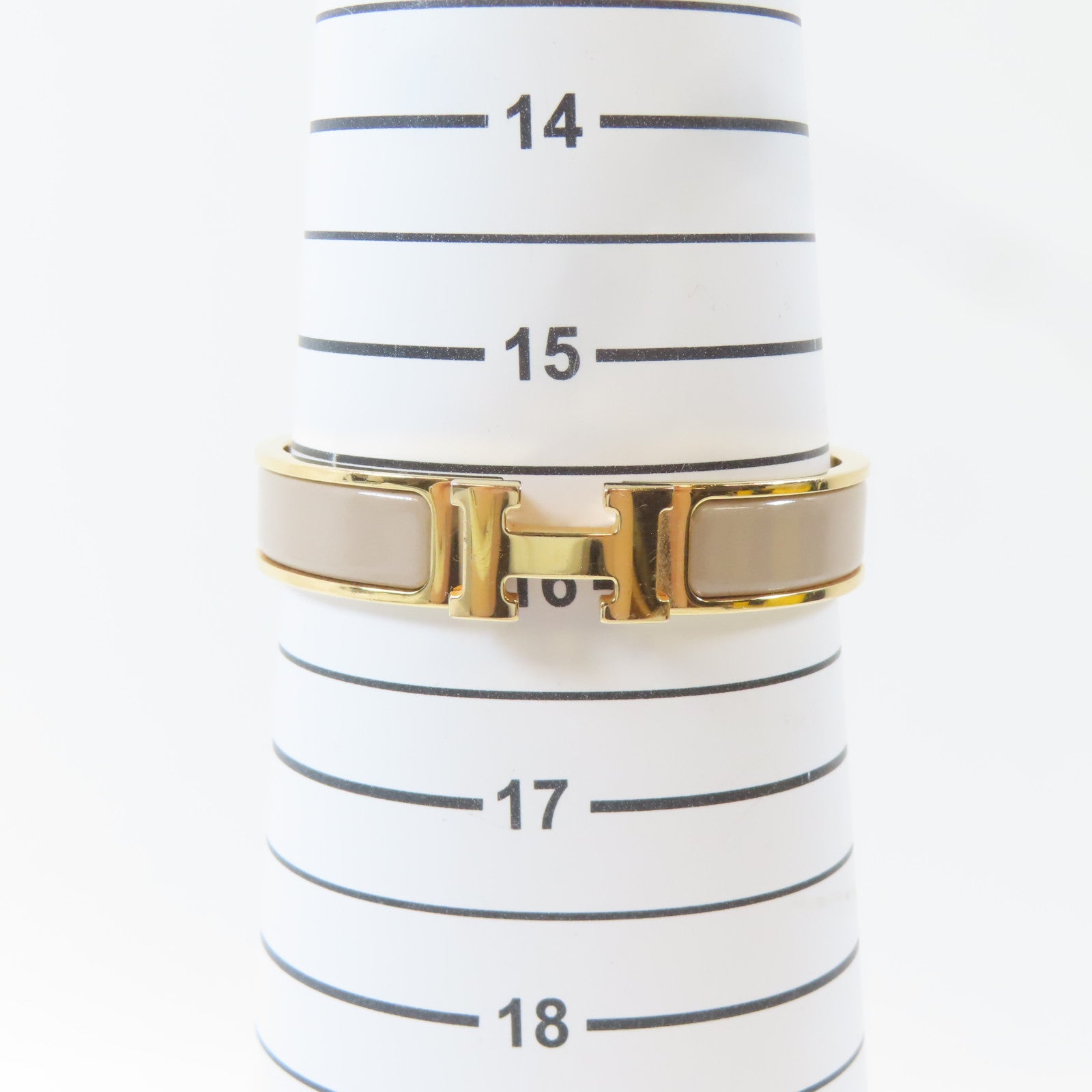HERMES 金屬Clic H Bracelet手鐲金色/米色