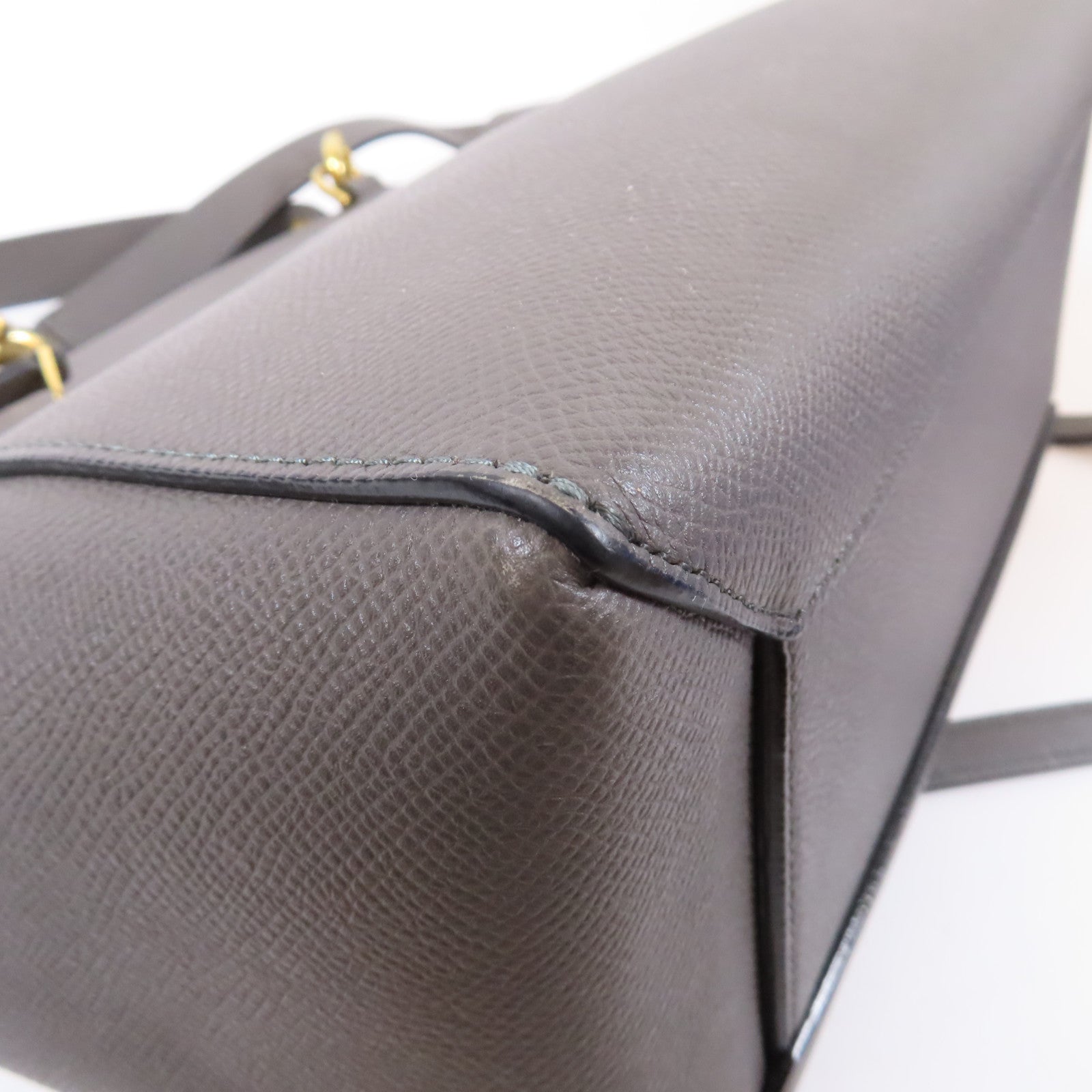 CELINE 牛皮皮革Micro Belt Bag金扣手挽肩背兩用袋灰色