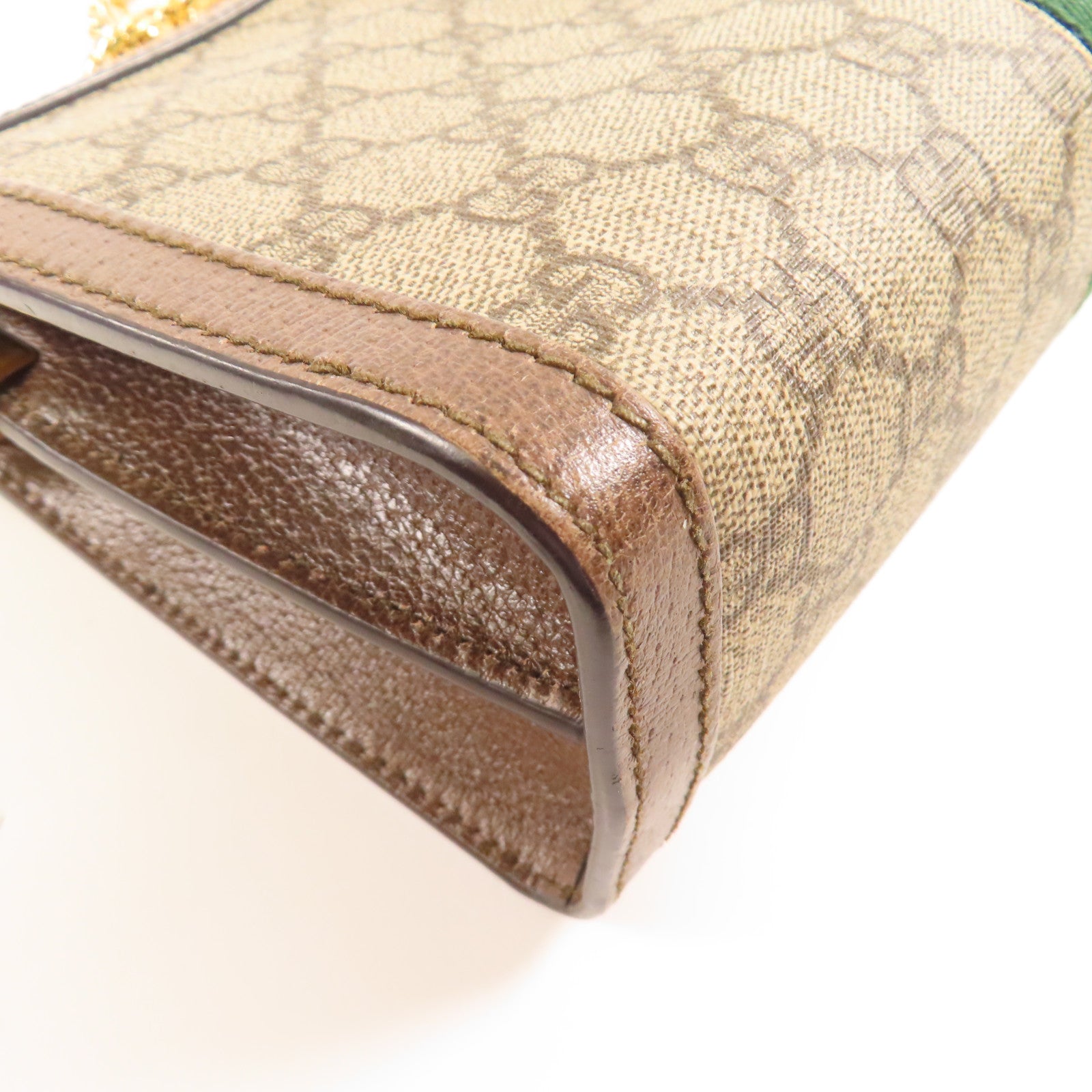 GUCCI 塗層帆布GG Supreme Ophidie金扣鏈帶肩背袋