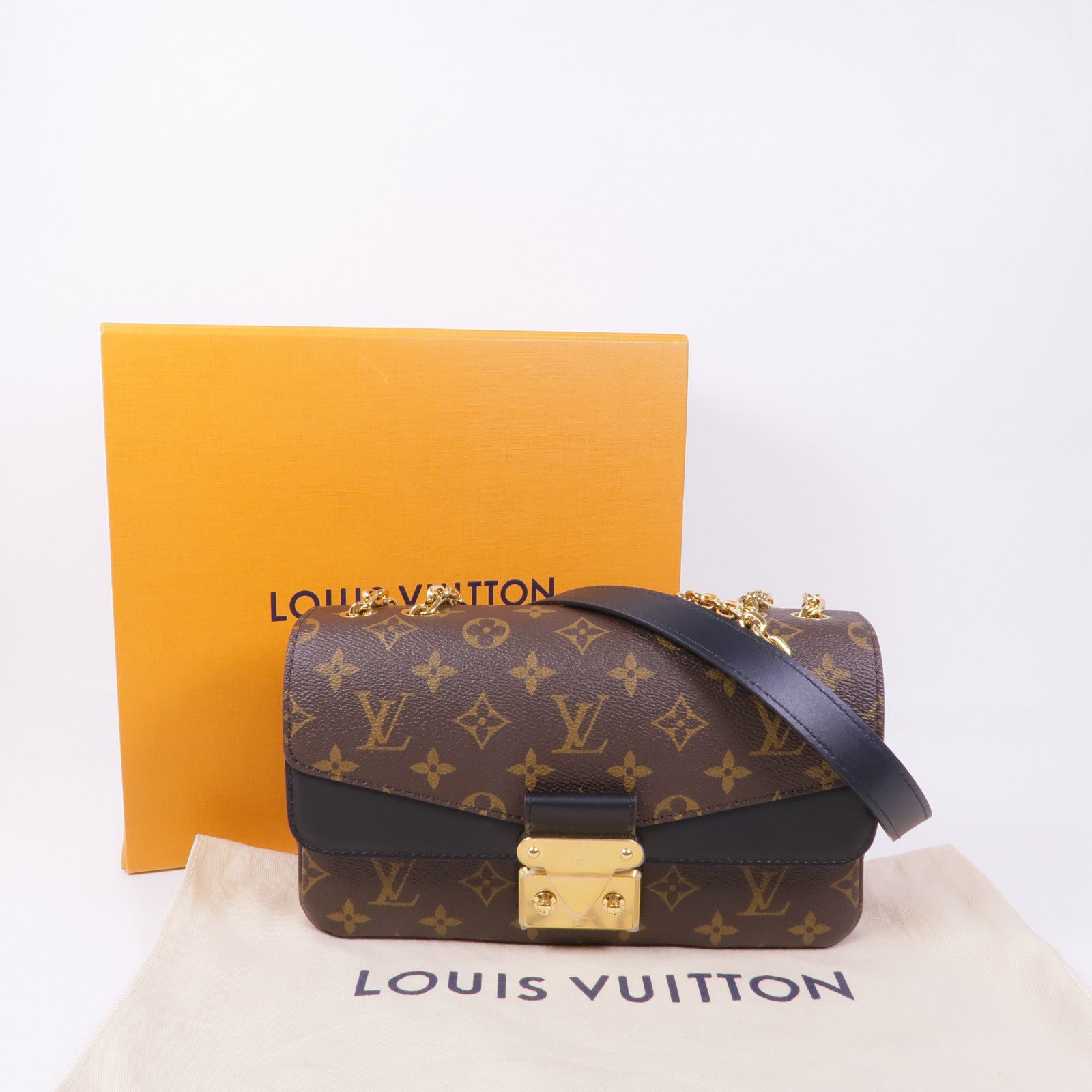 LOUIS VUITTON Monogram Marceau金扣鏈帶肩背袋棕色