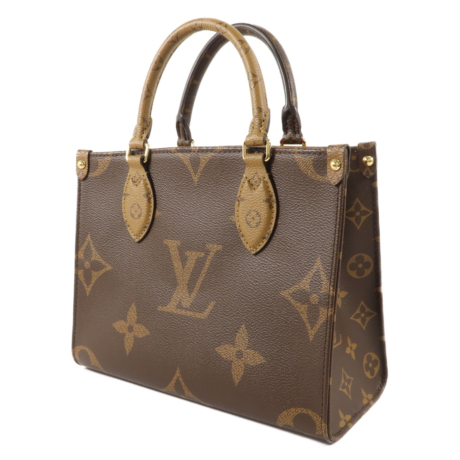 LOUIS VUITTON Monogram Giant OnTheGo PM金扣手挽肩背兩用袋棕色