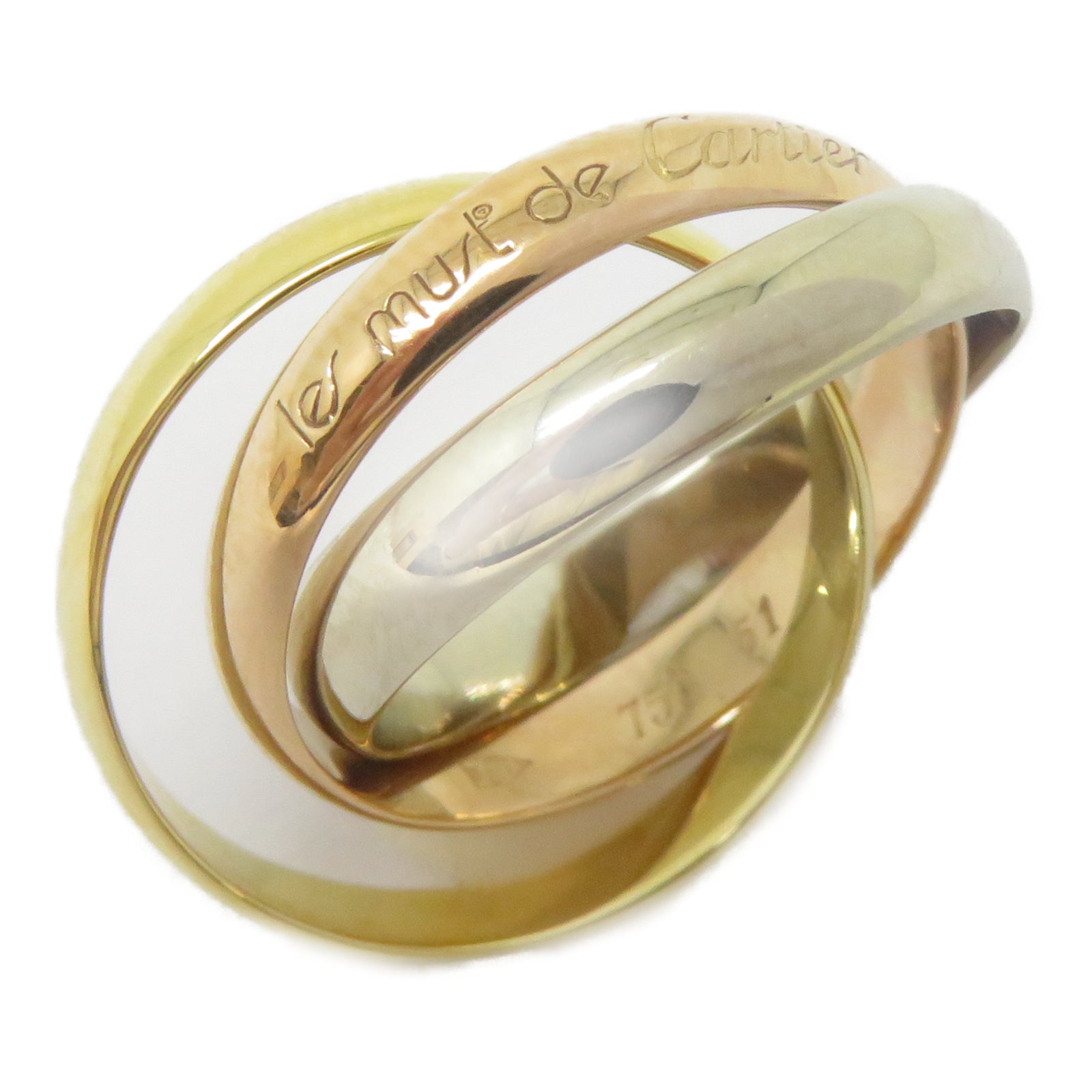 CARTIER 18K黃金/白金/玫瑰金Trinity戒指Cartier#52/US#6