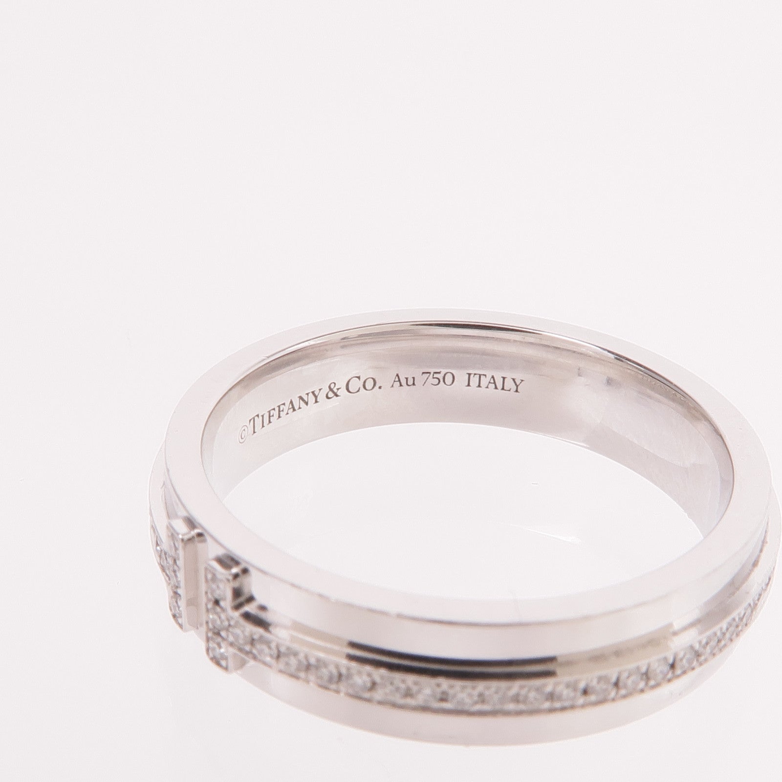 TIFFANY＆CO 18K白金T Narrow Diamond Ring鑽石戒指US#6.5