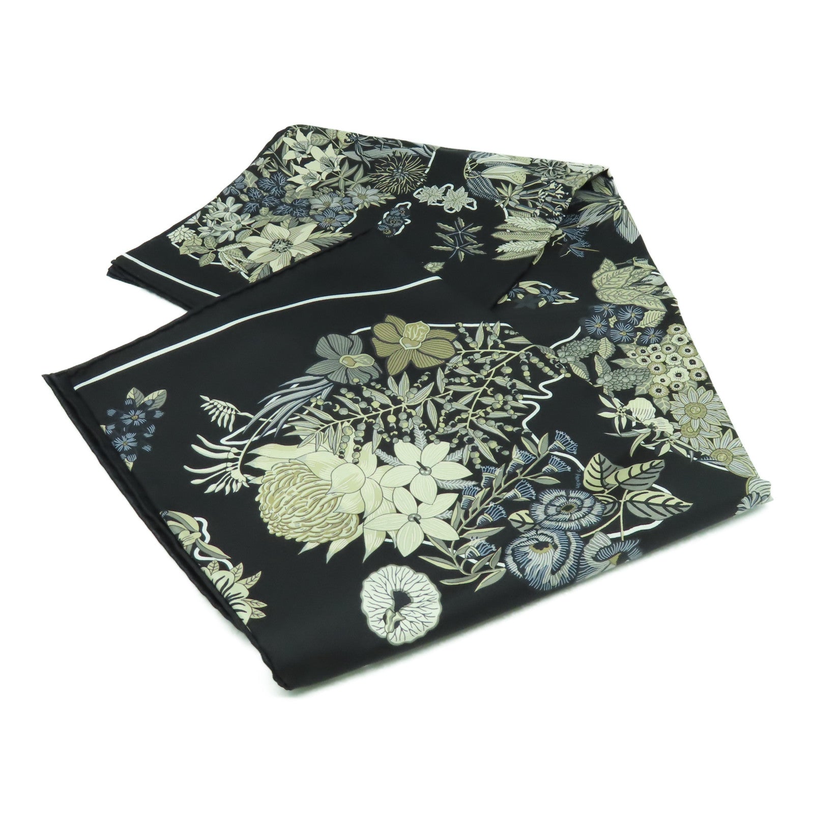 HERMES 【激減優惠】絲質Scarf 90x90絲巾黑色/啡色