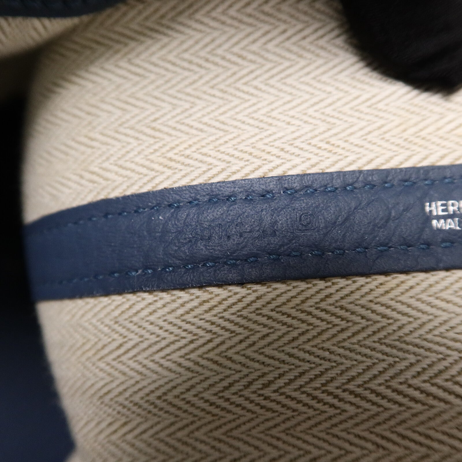 HERMES Country皮革Garden Party PM手挽袋Bleu Tempete