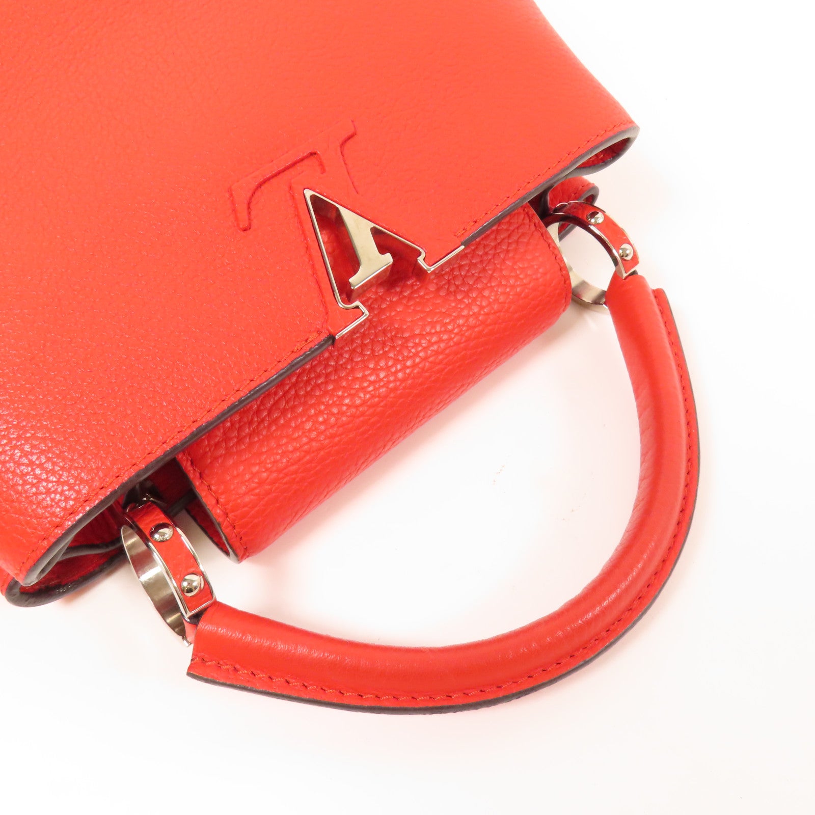 LOUIS VUITTON Taurillon皮革Capucines BB銀扣手挽肩背兩用袋