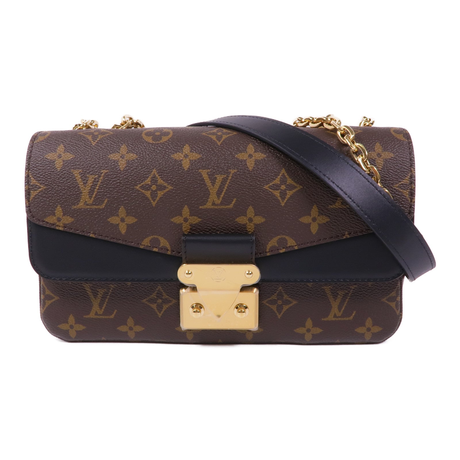 LOUIS VUITTON Monogram Marceau金扣鏈帶肩背袋棕色