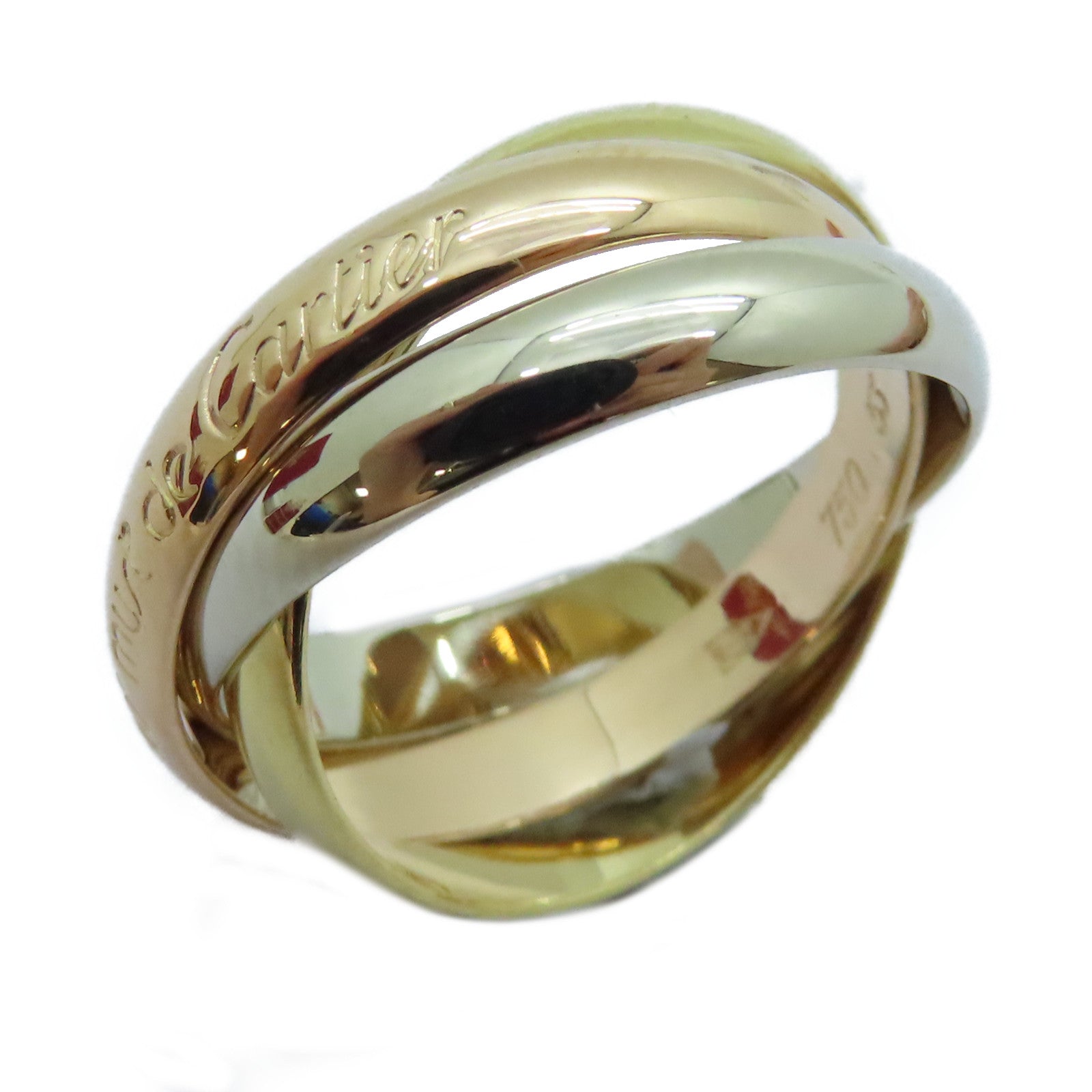 CARTIER 18K黃金/白金/玫瑰金Trinity Ring戒指Cartier#53 US#6.75