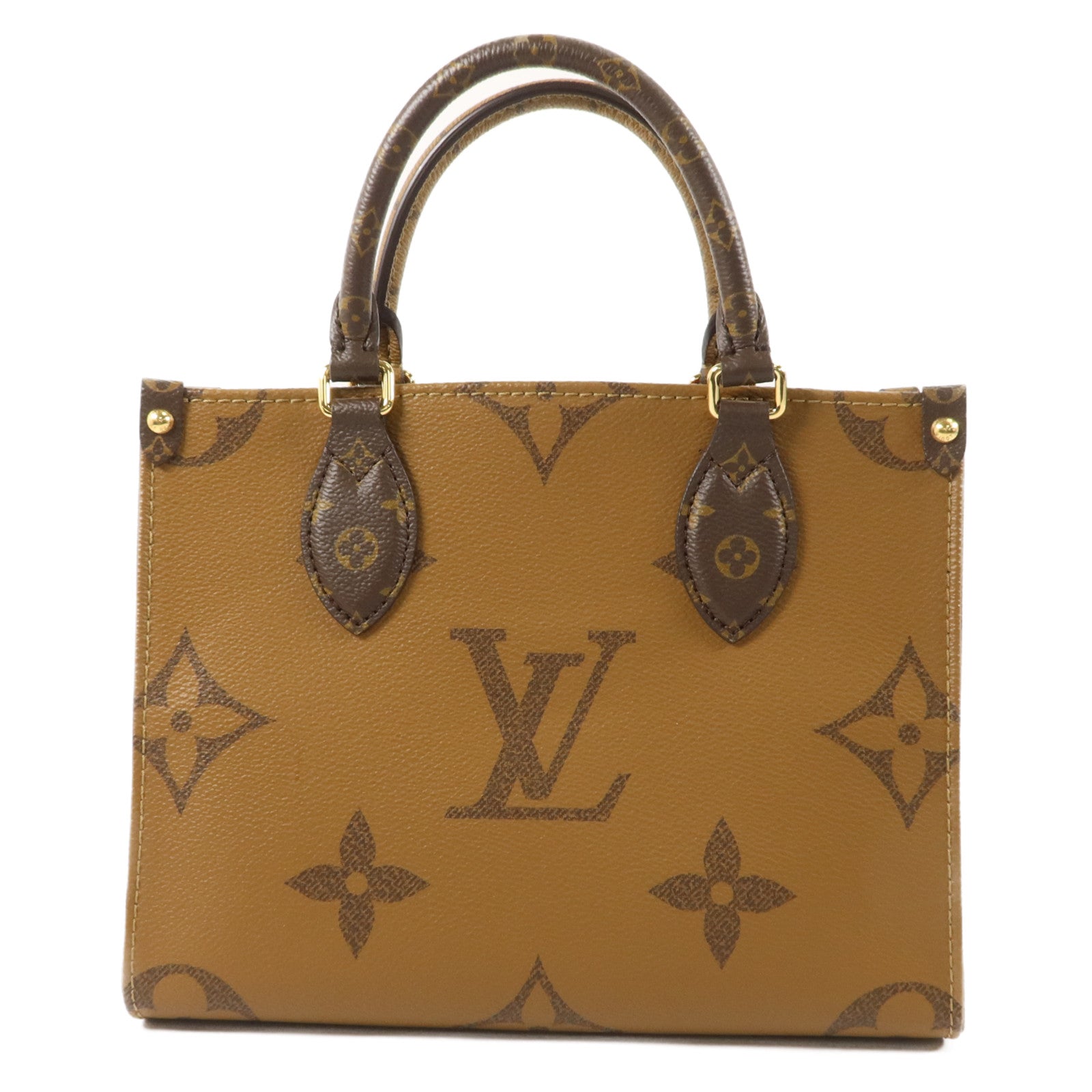 LOUIS VUITTON Monogram Giant OnTheGo PM金扣手挽肩背兩用袋棕色