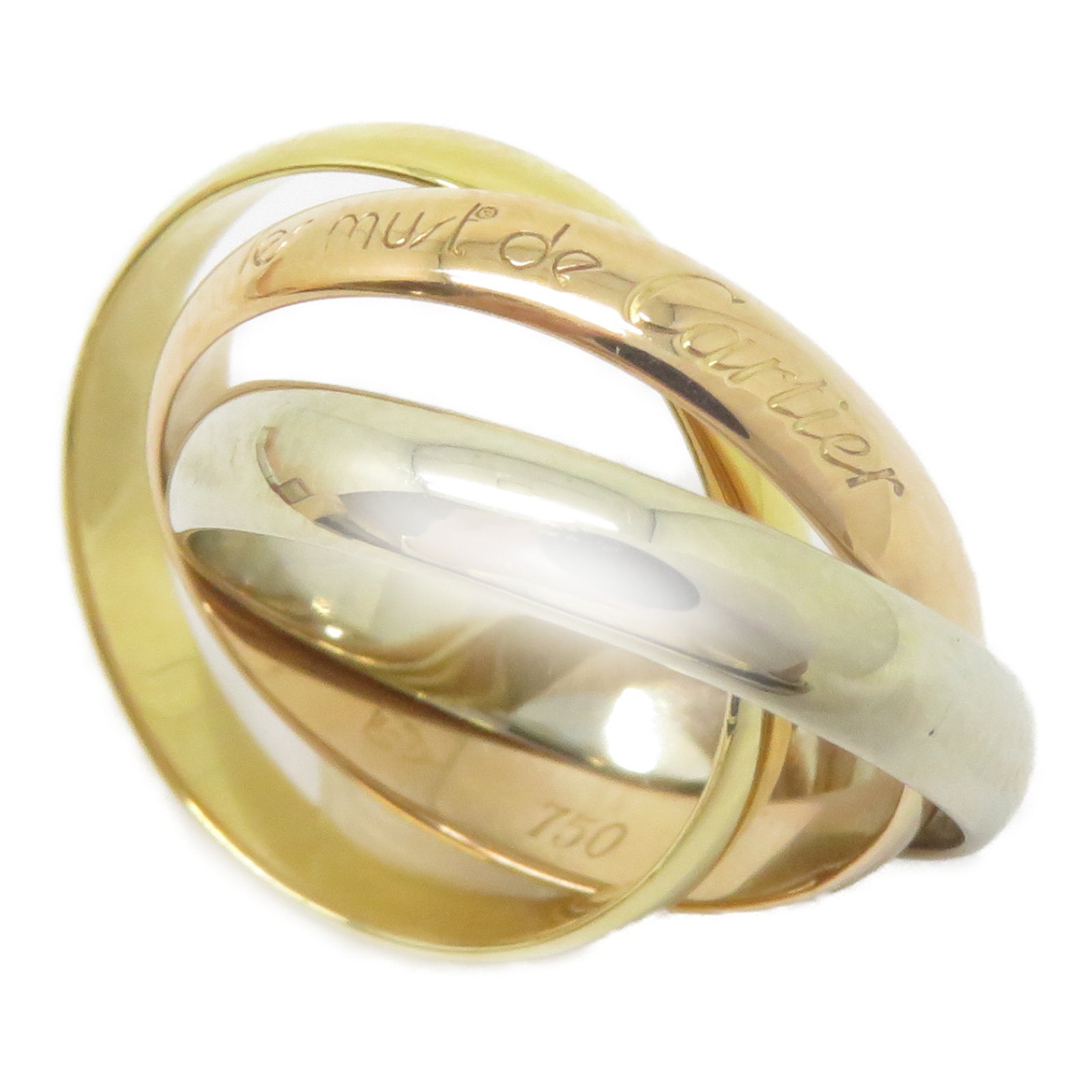 CARTIER 18K黃金/白金/玫瑰金Trinity戒指Cartier#52/US#6