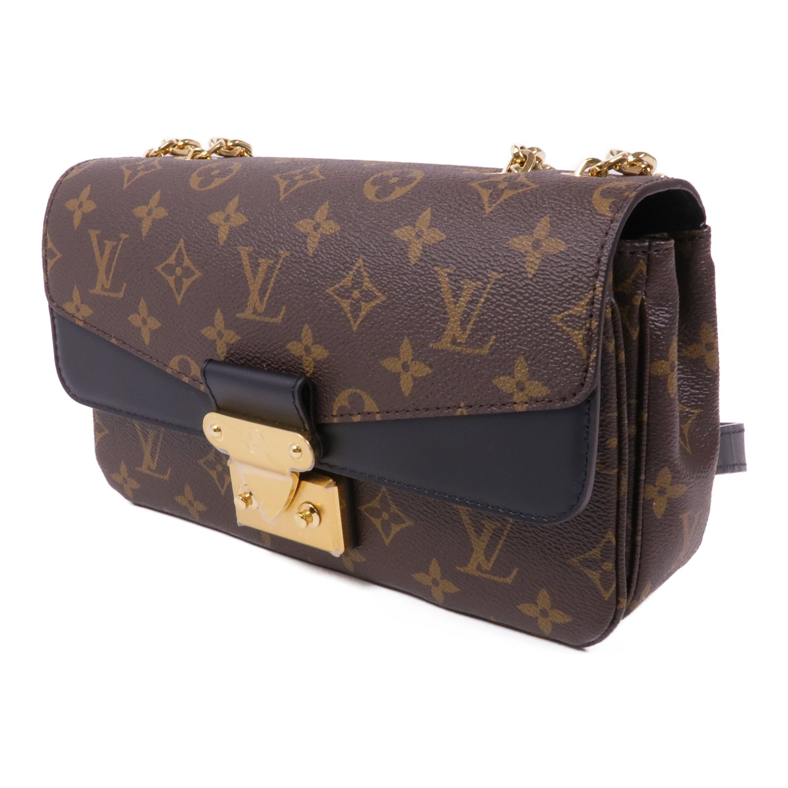 LOUIS VUITTON Monogram Marceau金扣鏈帶肩背袋棕色