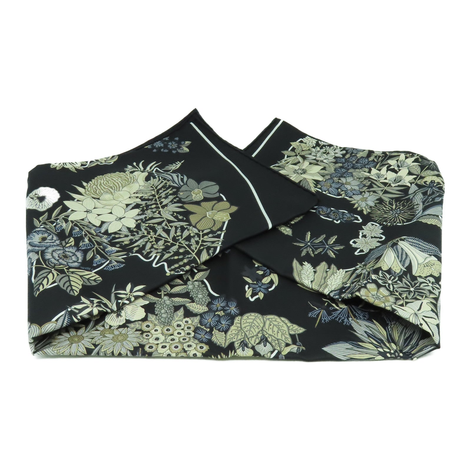 HERMES 【激減優惠】絲質Scarf 90x90絲巾黑色/啡色
