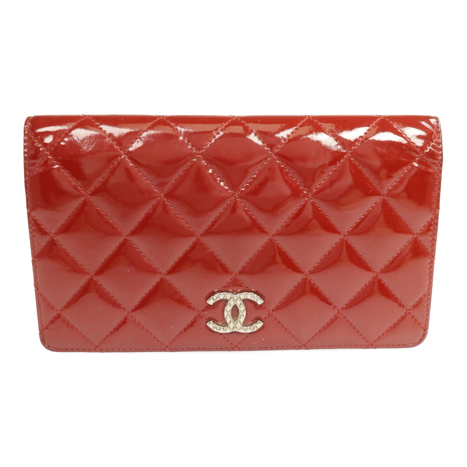 CHANEL 漆皮皮革Long Wallet銀扣長錢包