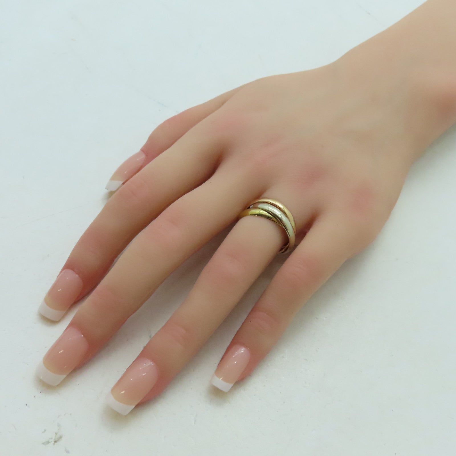 CARTIER 18K黃金/白金/玫瑰金Trinity Ring戒指Cartier#53 US#6.75