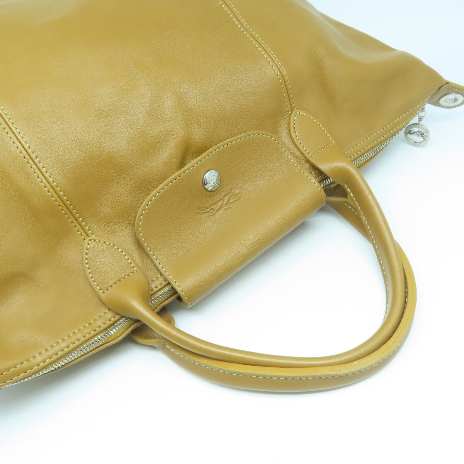 Longchamp 【激減優惠】牛皮皮革2 Way Shoulder Bag銀扣手挽肩背兩用袋啡色