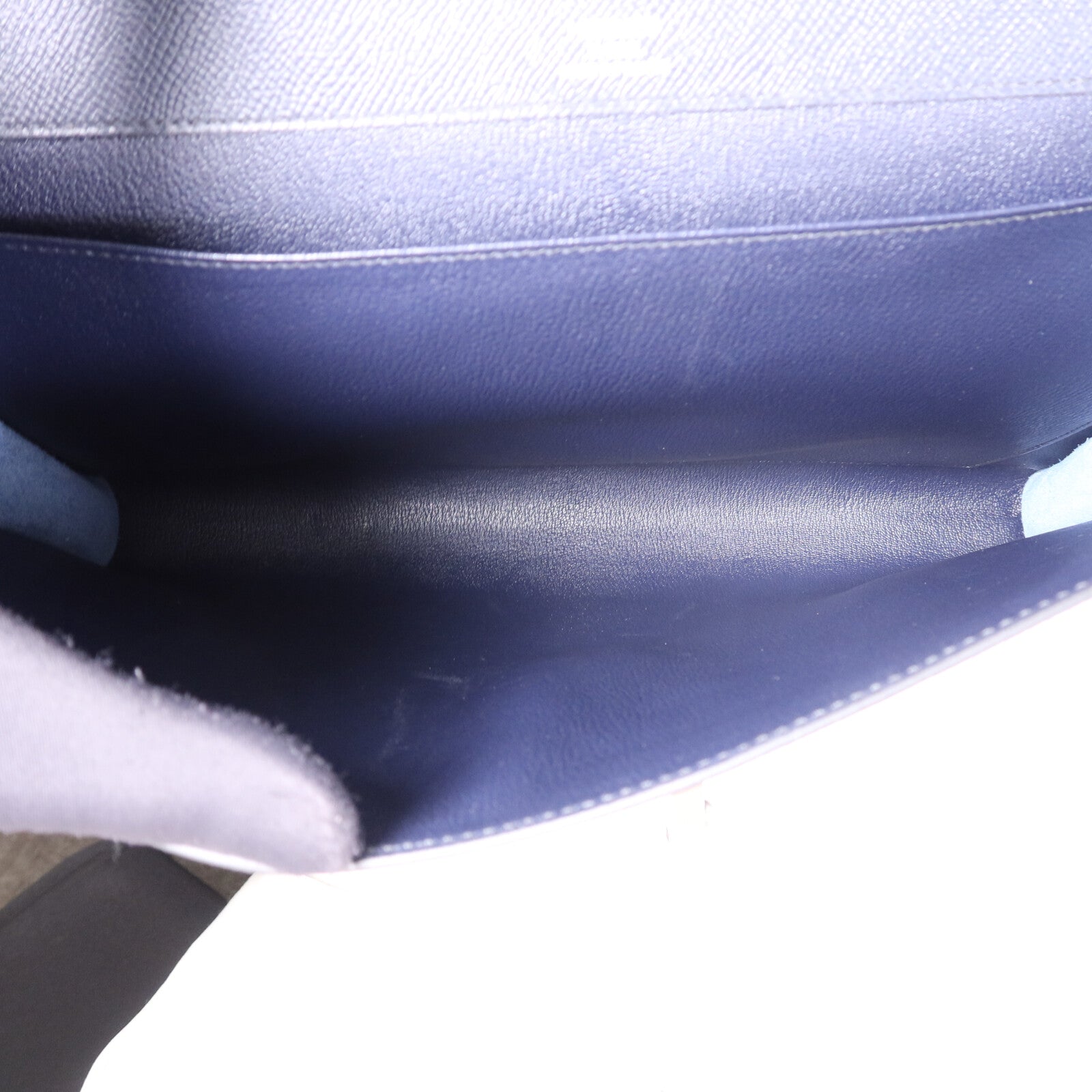 HERMES Epsom皮革Sac a Depeches 37銀扣手挽袋Bleu Indigo/Malachite