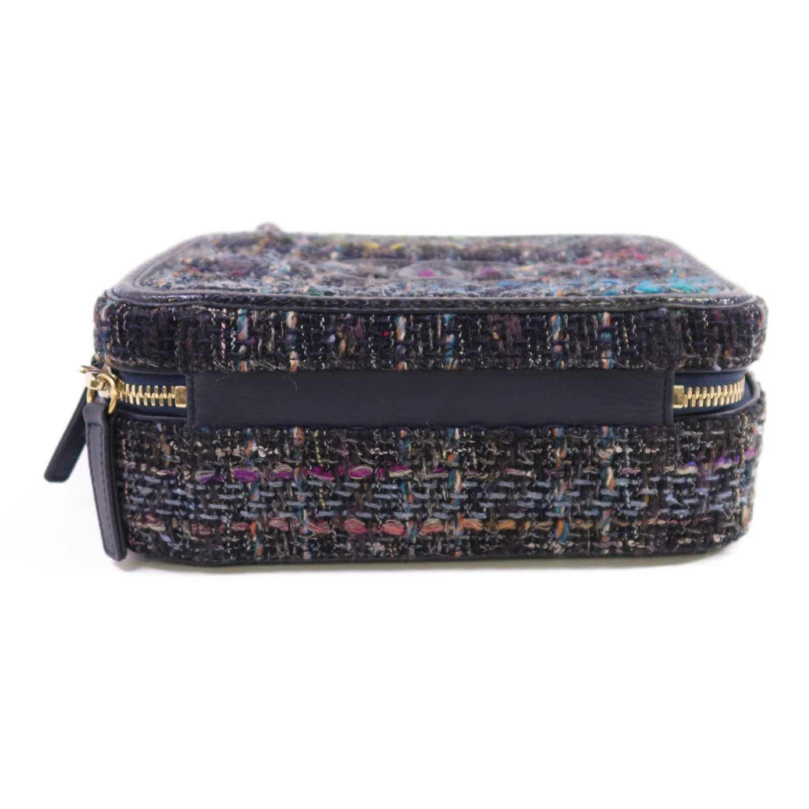 CHANEL 斜紋軟呢/蛇皮Filigree Vanity Case Medium金扣鏈帶手挽肩背兩用袋
