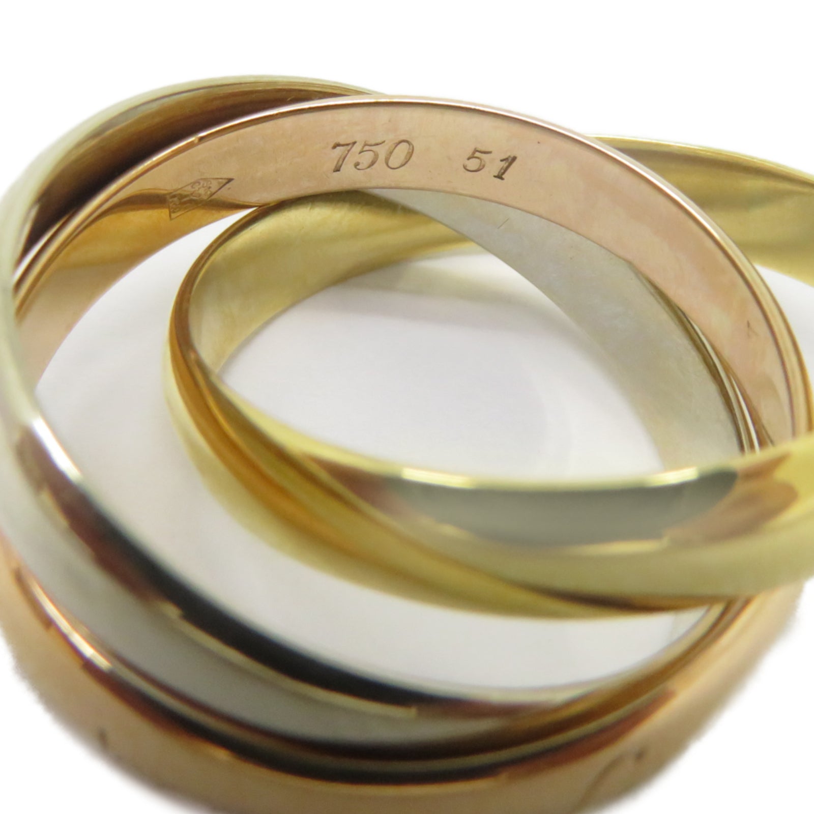 CARTIER 18K黃金/白金/玫瑰金Trinity戒指Cartier#52/US#6