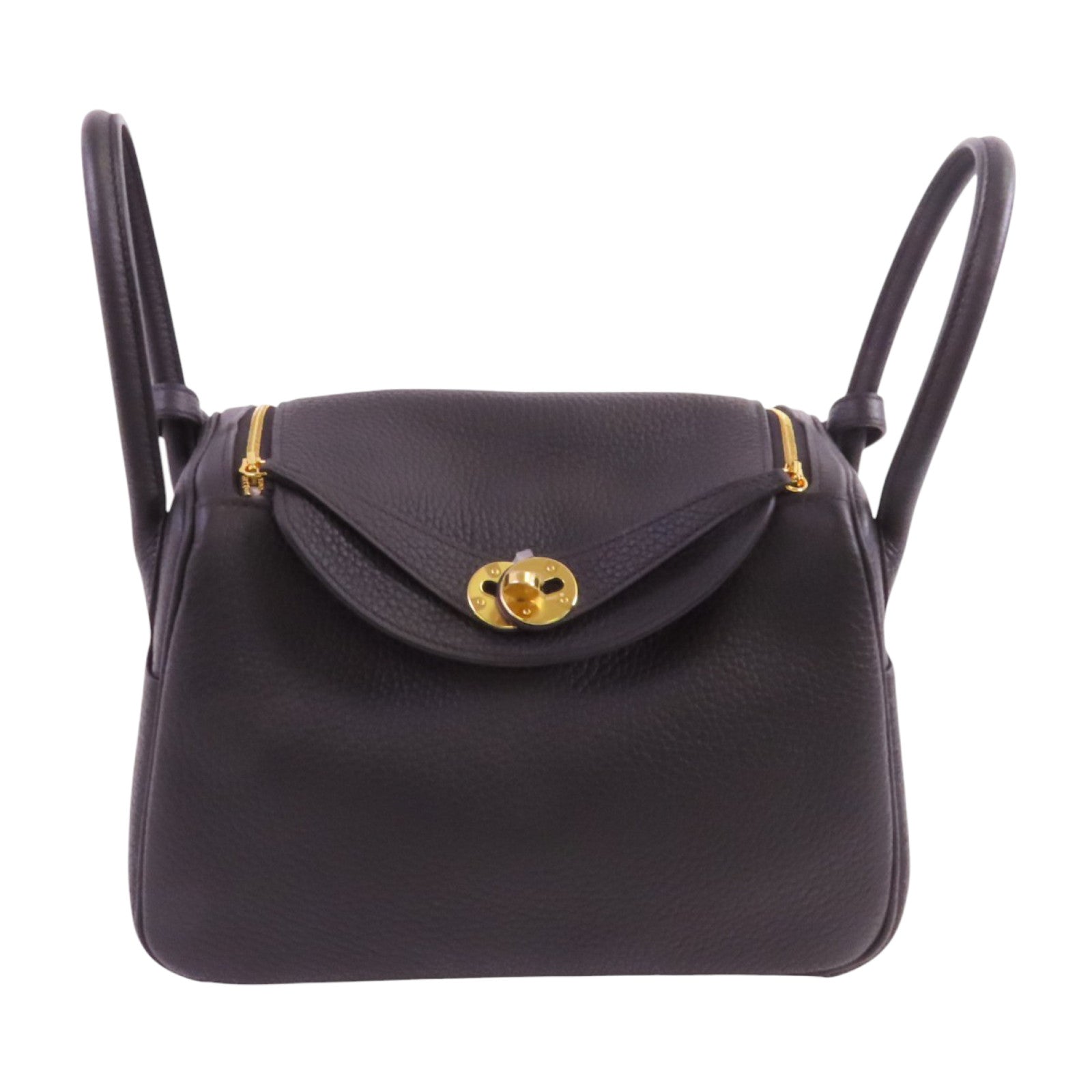 HERMES Clemence皮革Lindy 26金扣肩背袋