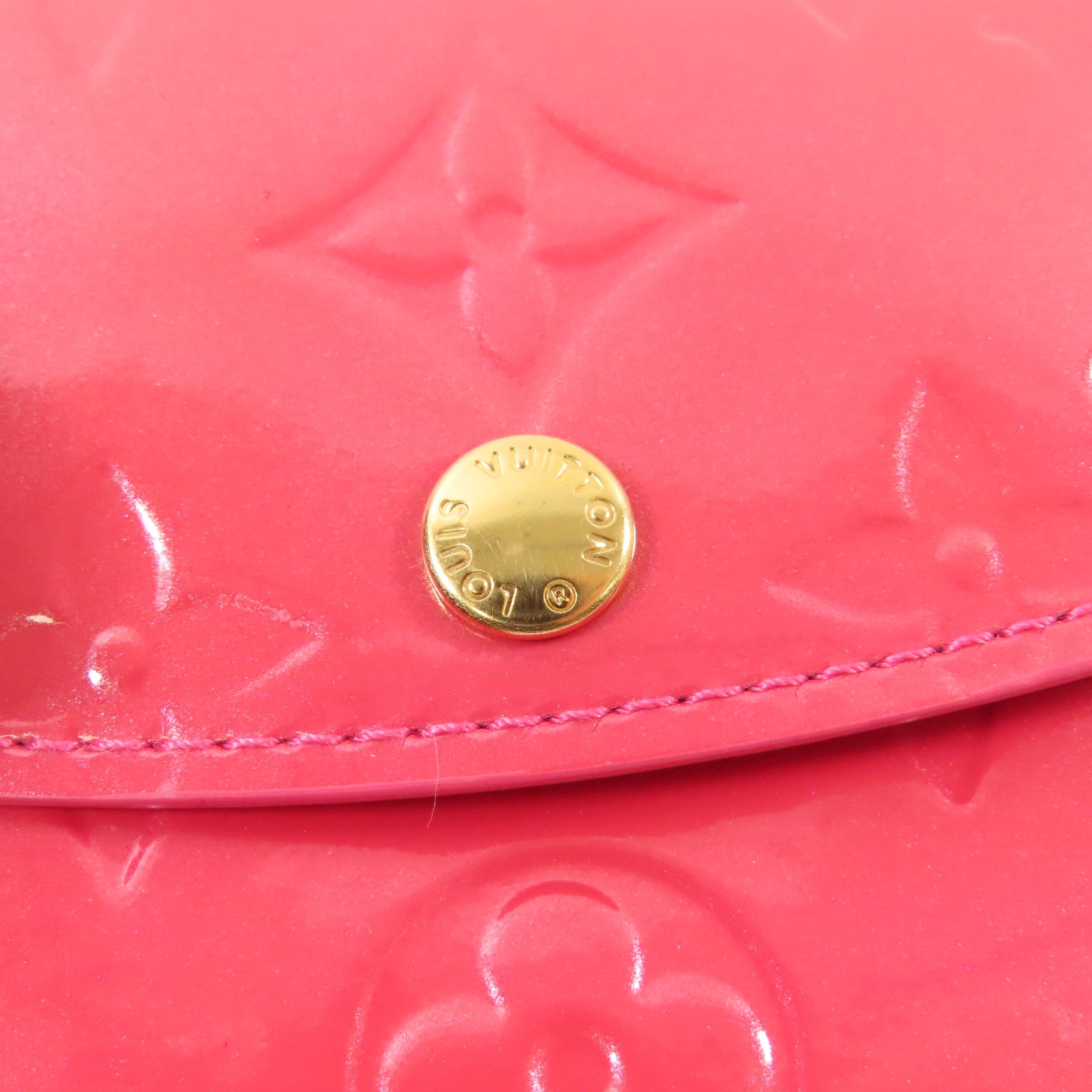 LOUIS VUITTON Vernis Card Case金扣卡片套粉紅色
