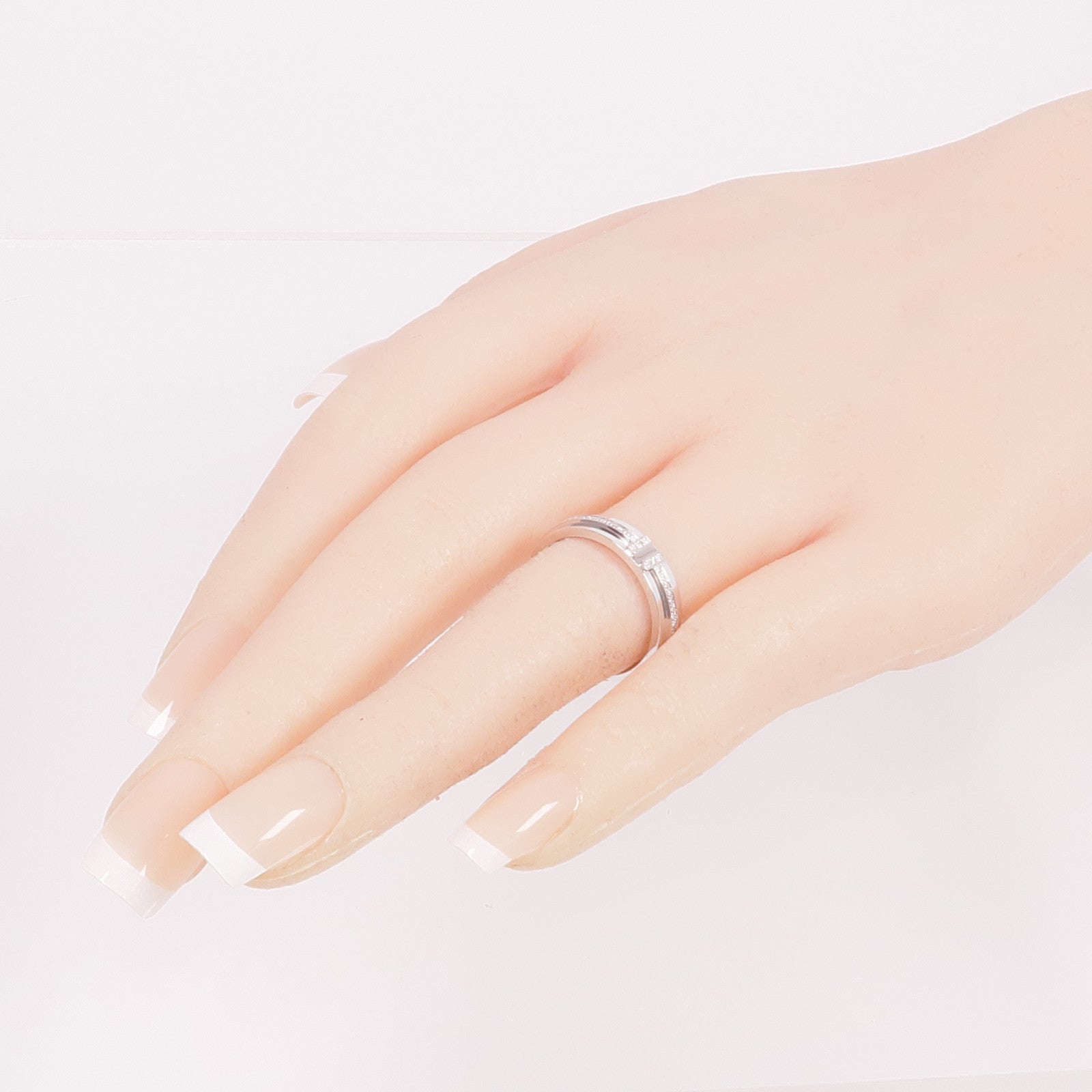 TIFFANY＆CO 18K白金T Narrow Diamond Ring鑽石戒指US#6.5