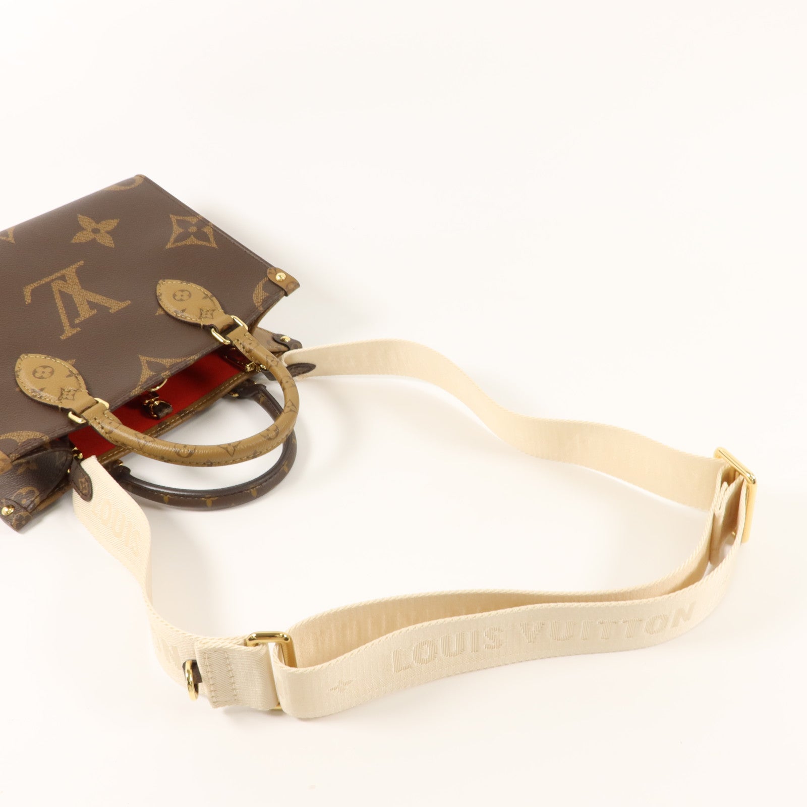 LOUIS VUITTON Monogram Giant OnTheGo PM金扣手挽肩背兩用袋棕色