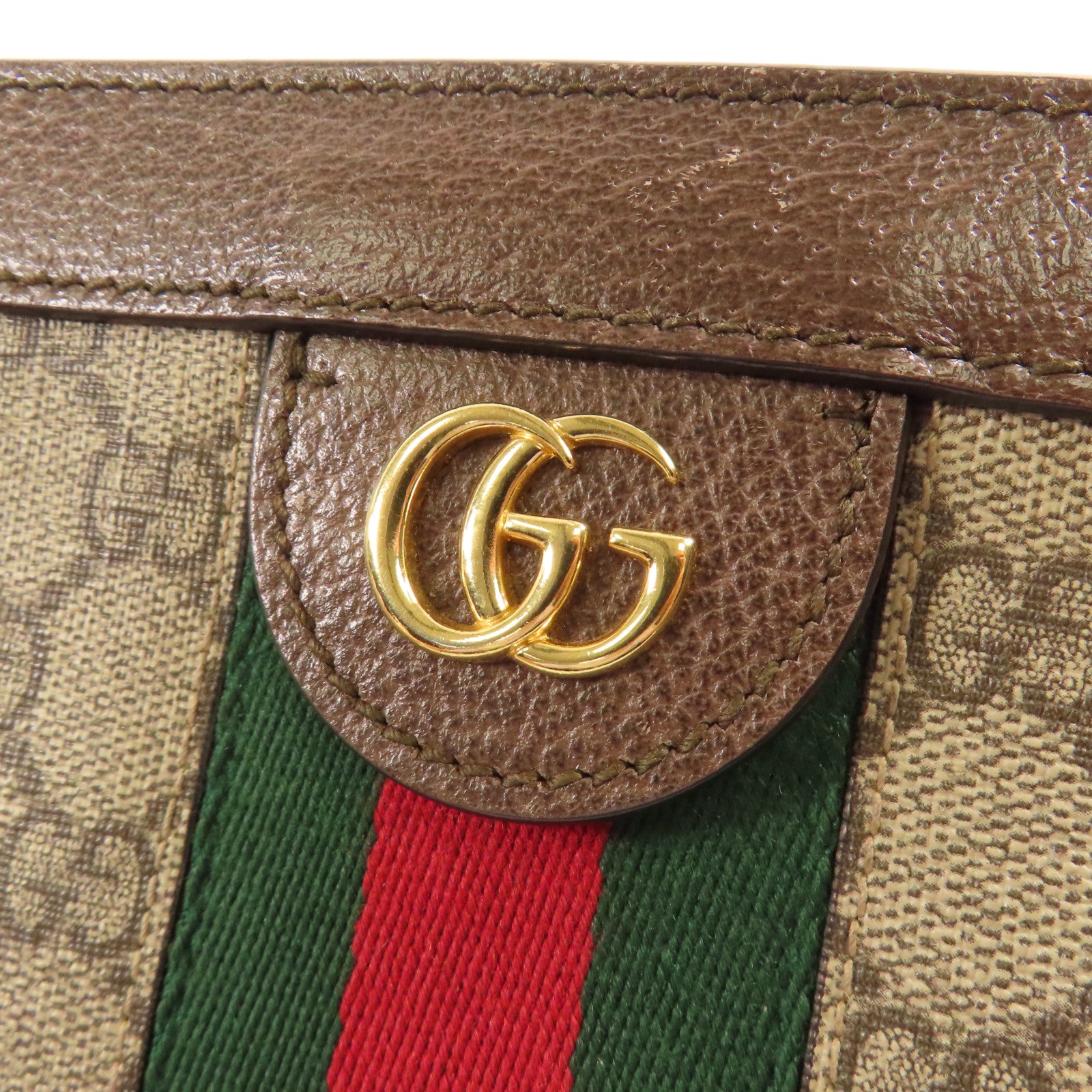 GUCCI 塗層帆布GG Supreme Ophidie金扣鏈帶肩背袋
