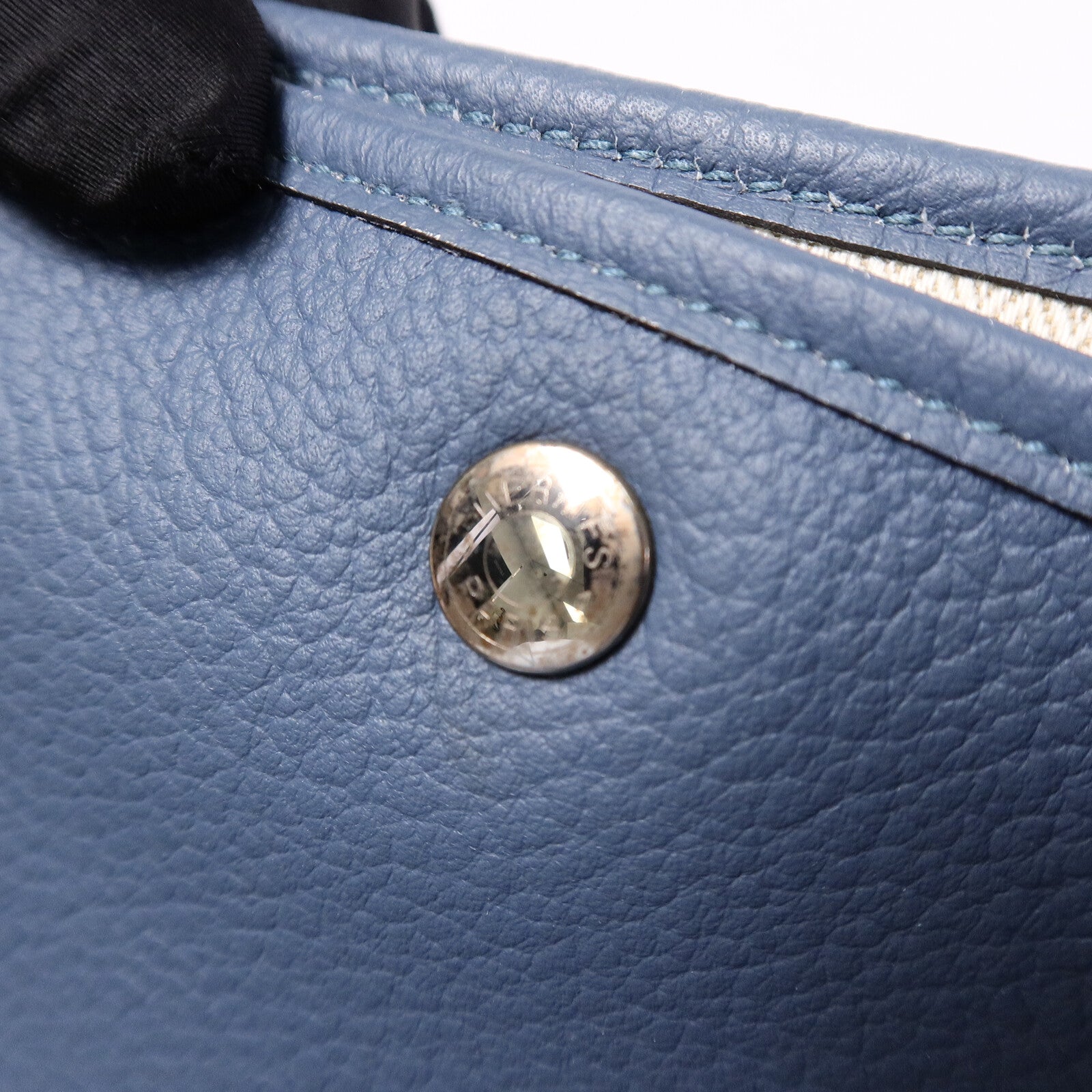 HERMES Country皮革Garden Party PM手挽袋Bleu Tempete