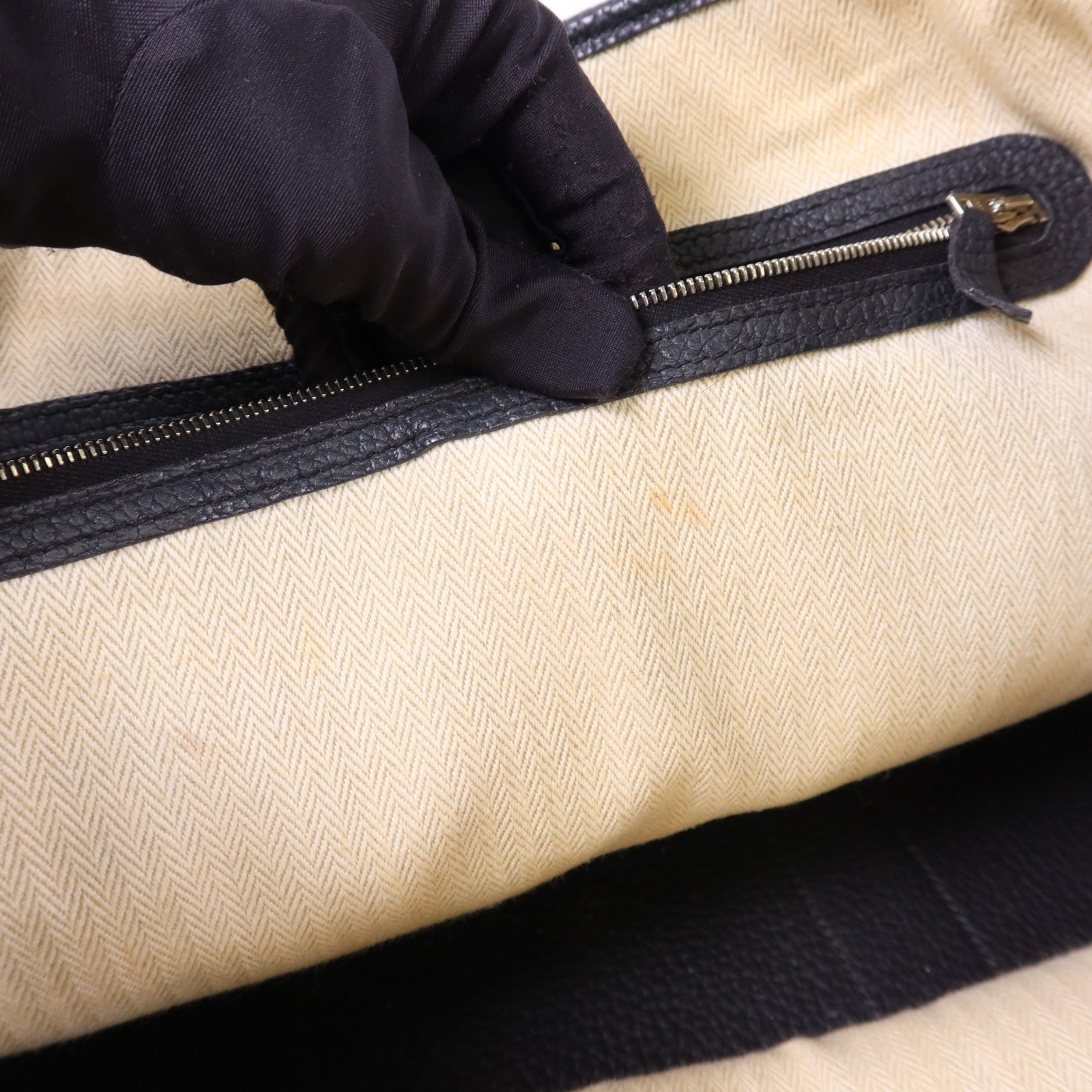 HERMES Negonda皮革Garden Party PM銀扣手挽袋Noir