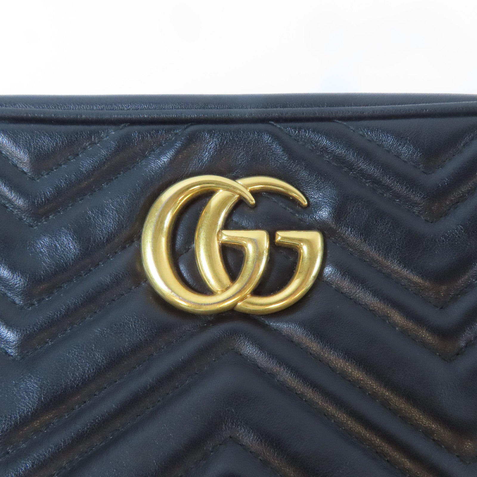 GUCCI 牛皮皮革GG Marmont金扣肩背袋黑色