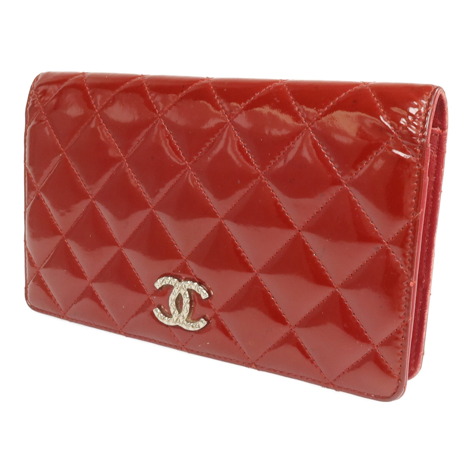 CHANEL 漆皮皮革Long Wallet銀扣長錢包