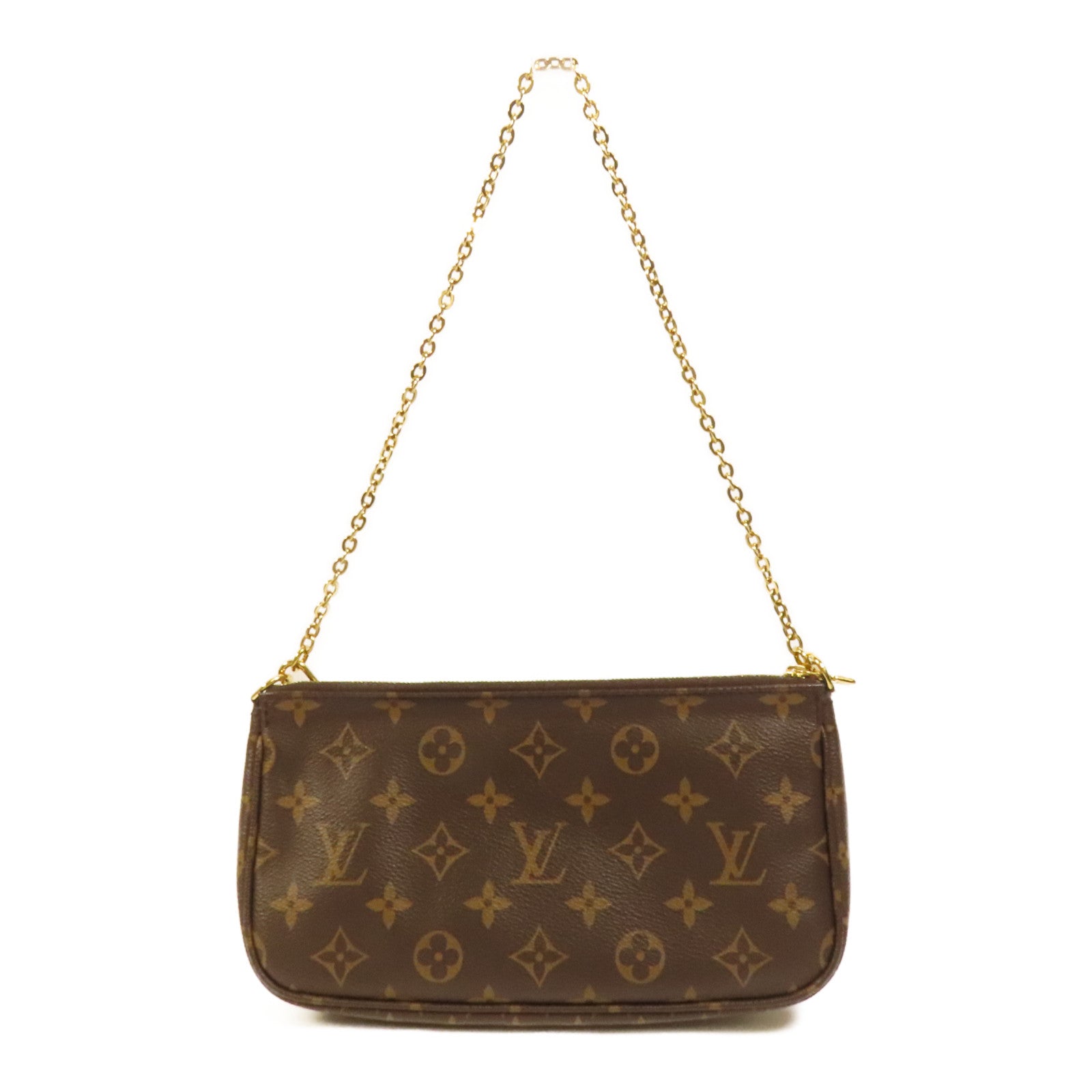 LOUIS VUITTON Monogram Multi Pochette Accessoires金扣手挽肩背兩用袋棕色