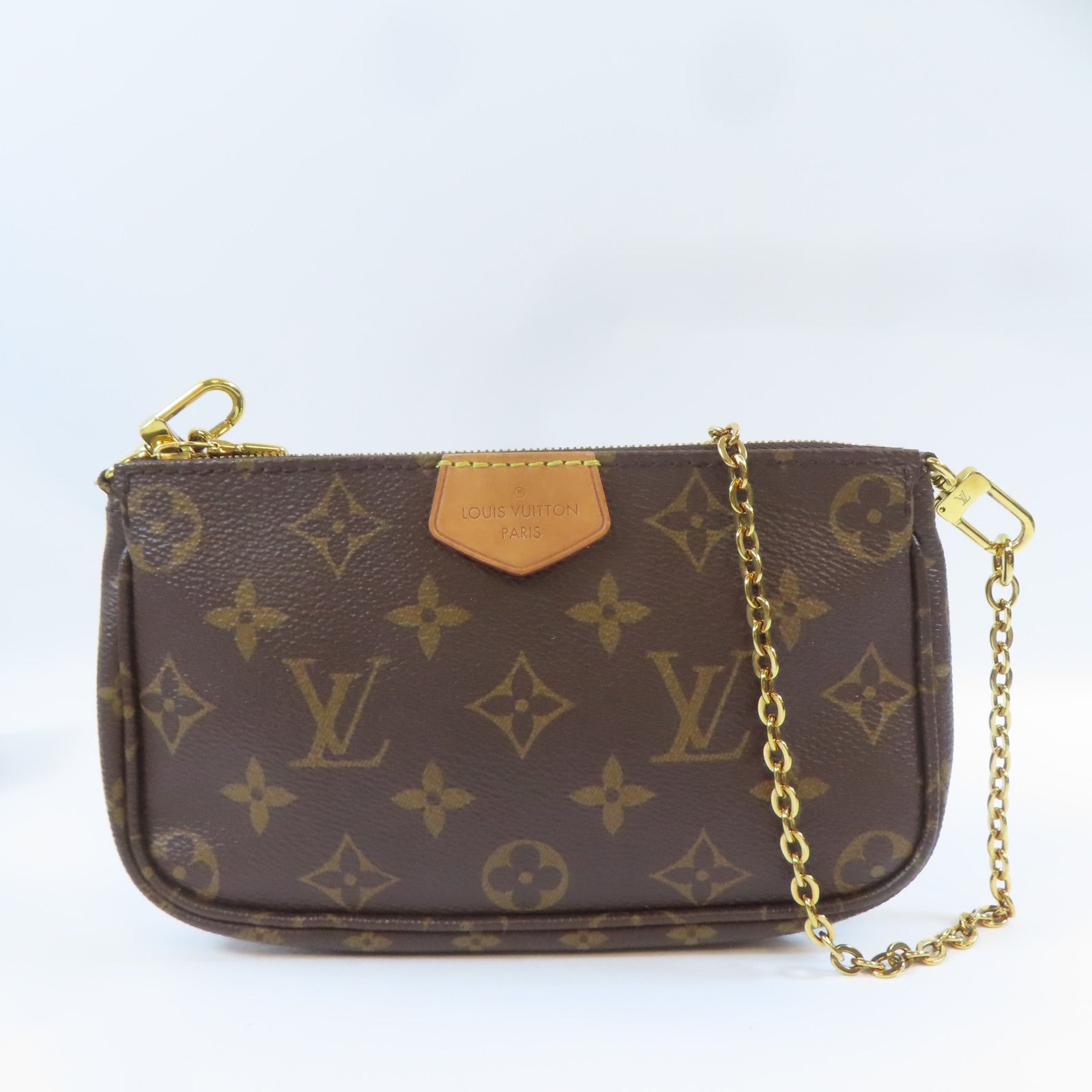 LOUIS VUITTON Monogram Multi Pochette Accessoires金扣手挽肩背兩用袋啡色