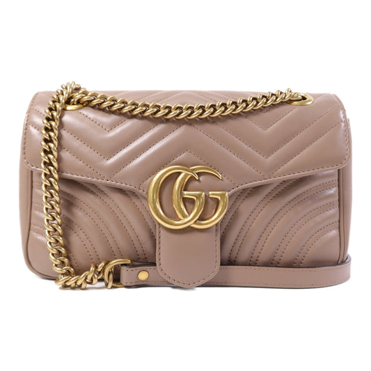 GUCCI 牛皮皮革GG Marmont金扣鏈帶肩背袋