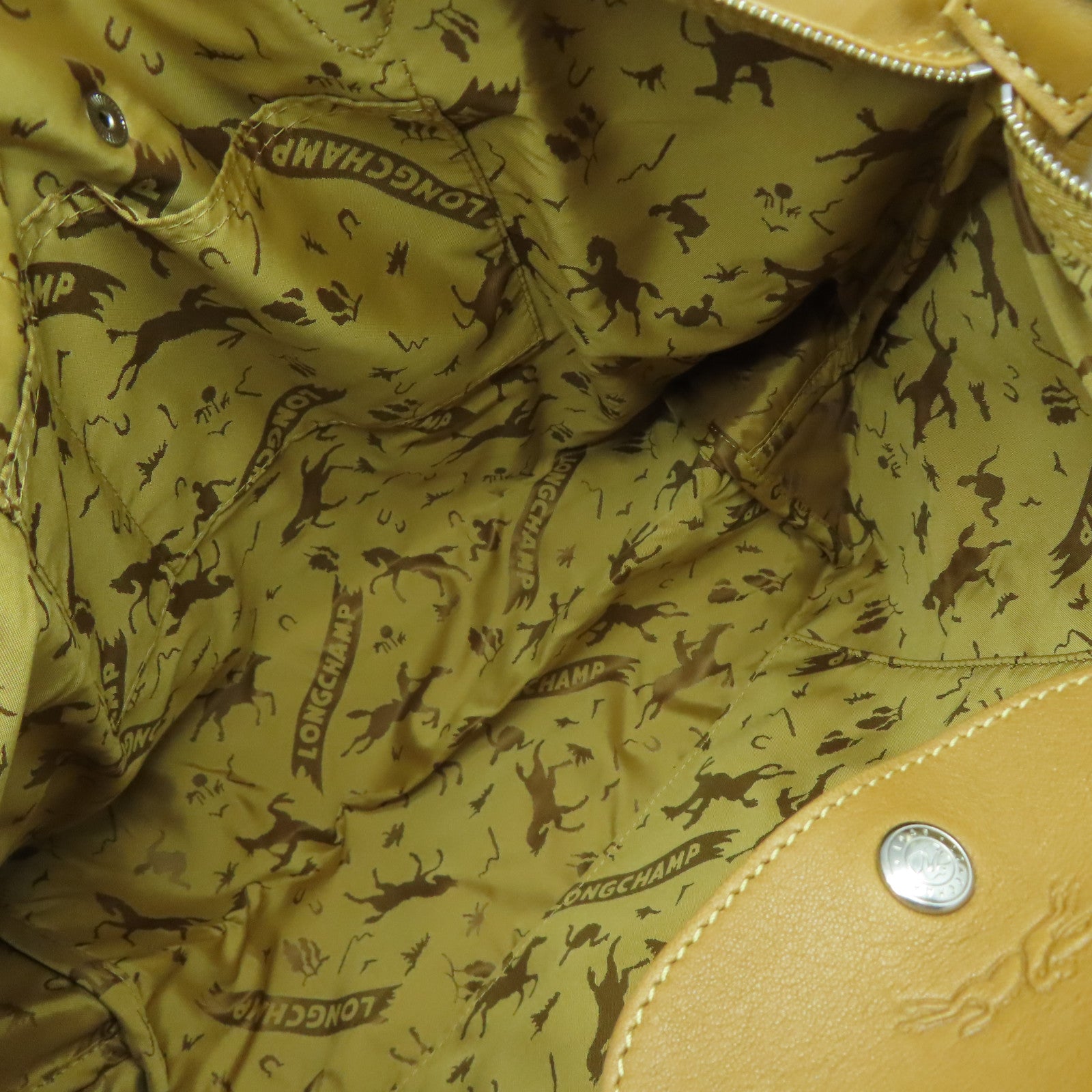 Longchamp 【激減優惠】牛皮皮革2 Way Shoulder Bag銀扣手挽肩背兩用袋啡色