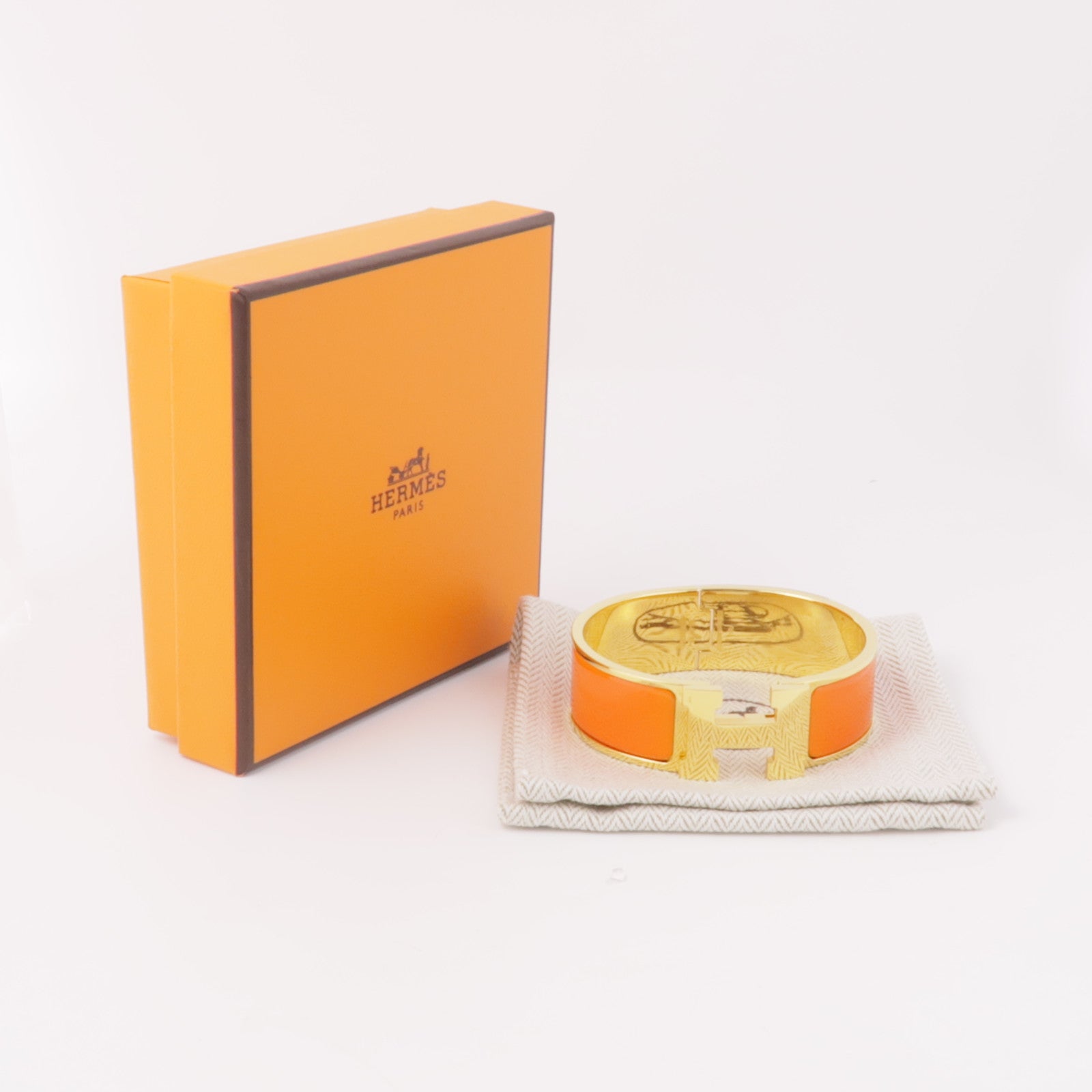 HERMES 金屬Clic Clac H手鐲Orange