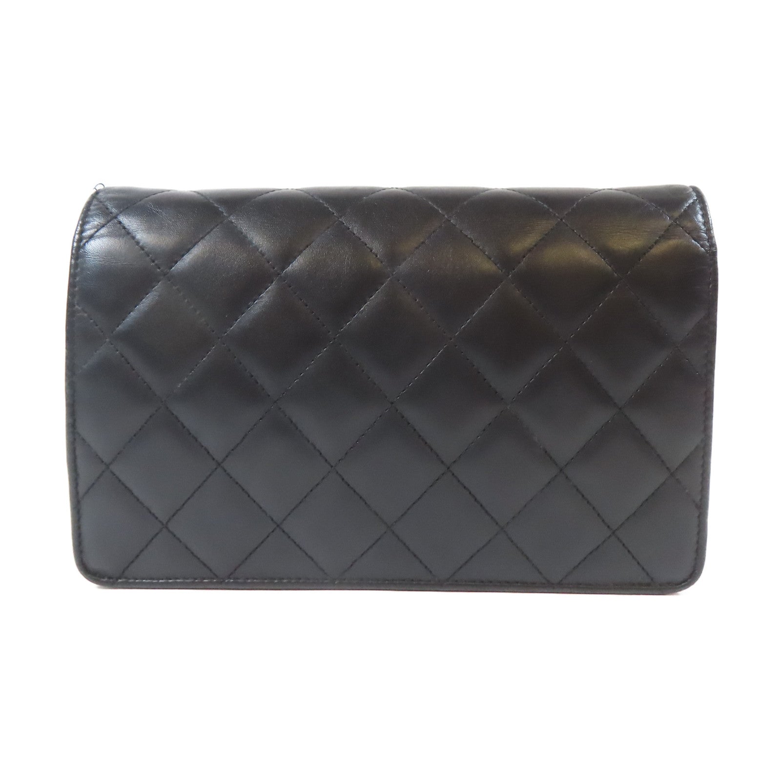 CHANEL 菱格牛皮皮革Cambon WOC Wallet On Chain銀扣鏈帶肩背袋黑色