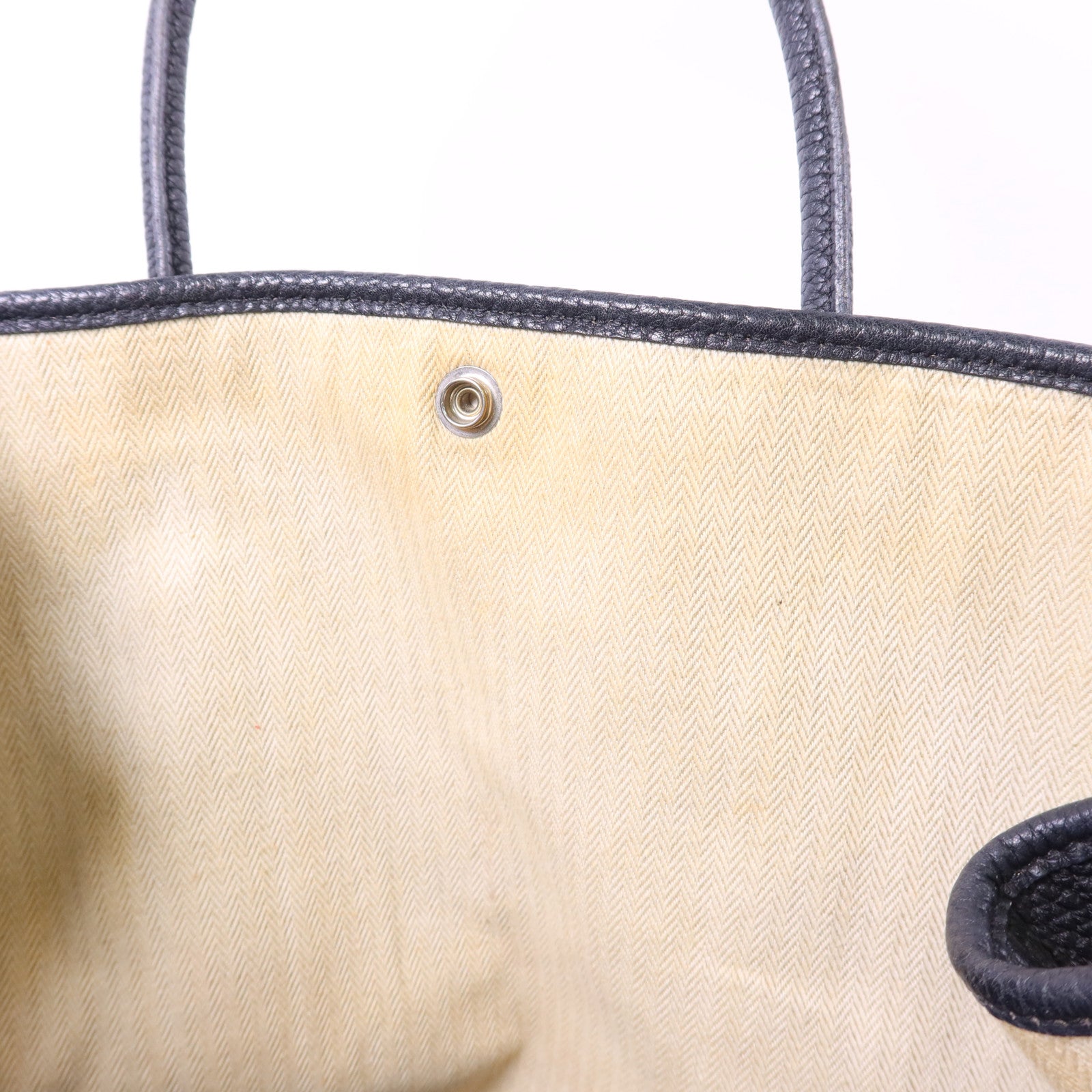 HERMES Negonda皮革Garden Party PM銀扣手挽袋Noir