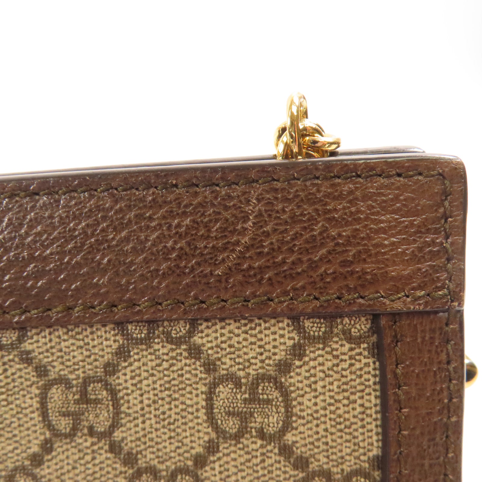 GUCCI 塗層帆布GG Supreme Ophidie金扣鏈帶肩背袋