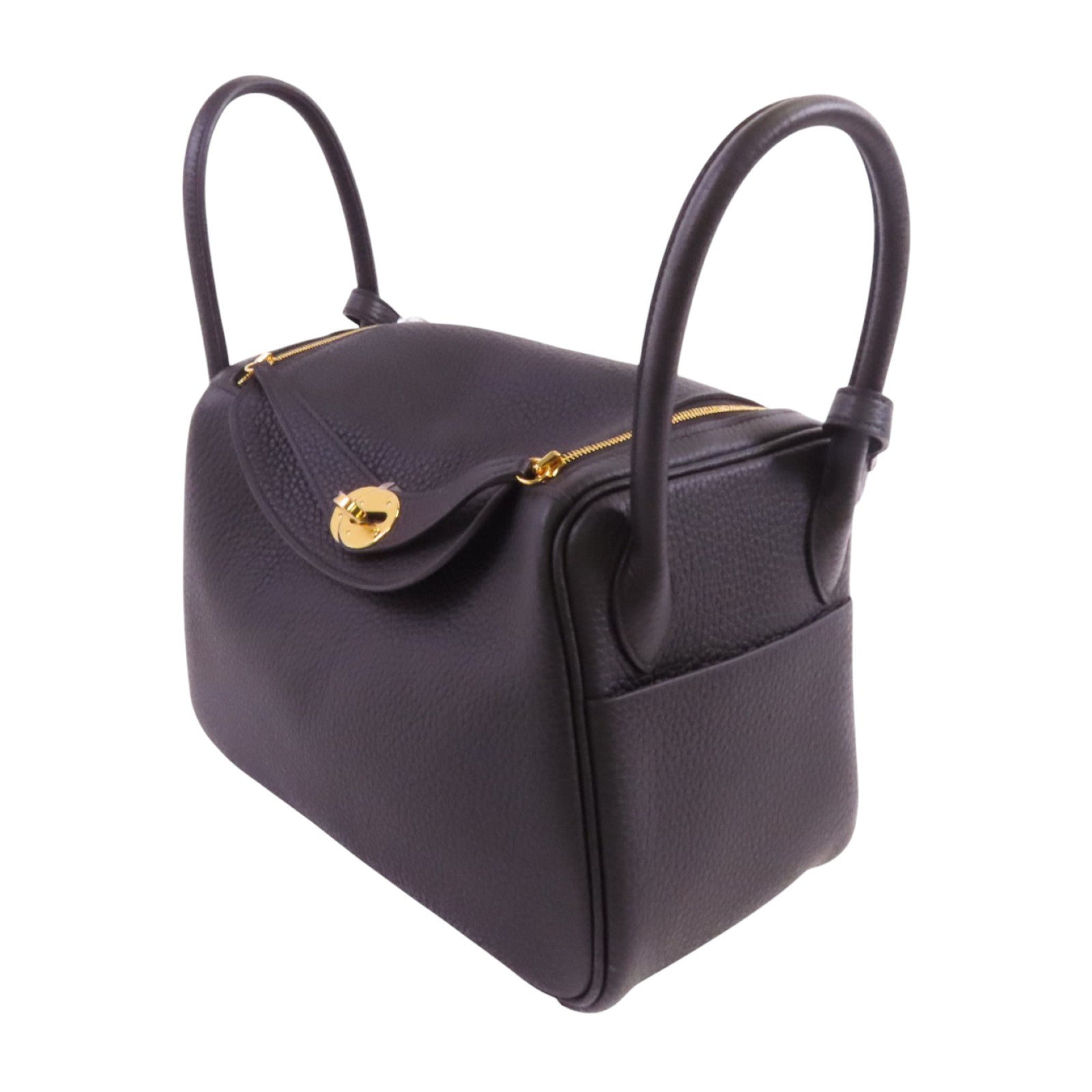 HERMES Clemence皮革Lindy 26金扣肩背袋