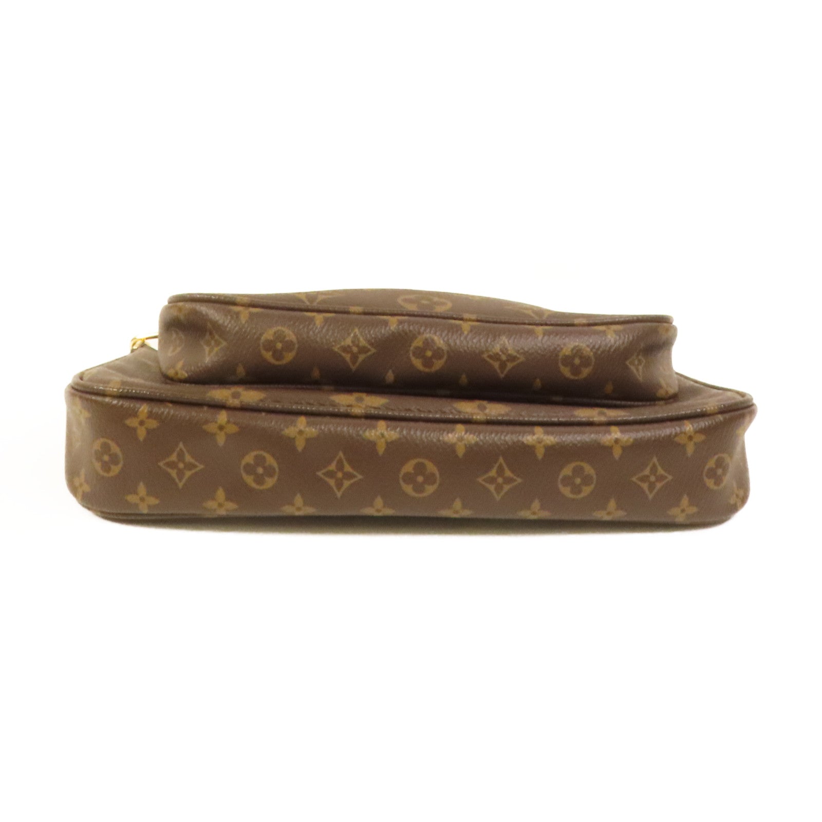 LOUIS VUITTON Monogram Multi Pochette Accessoires金扣手挽肩背兩用袋棕色