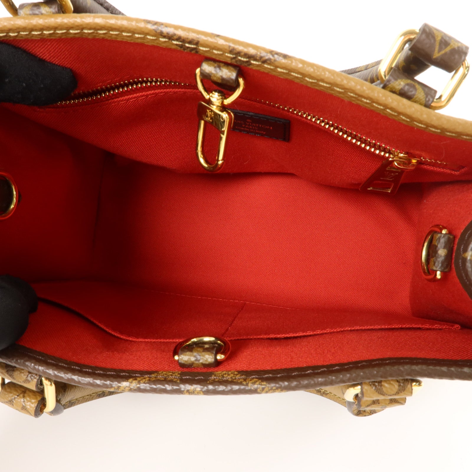 LOUIS VUITTON Monogram Giant OnTheGo PM金扣手挽肩背兩用袋棕色