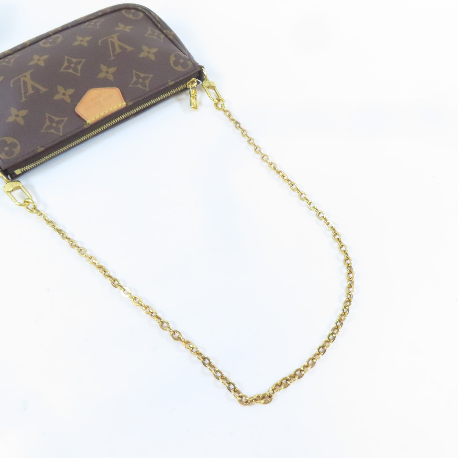 LOUIS VUITTON Monogram Multi Pochette Accessoires金扣手挽肩背兩用袋啡色