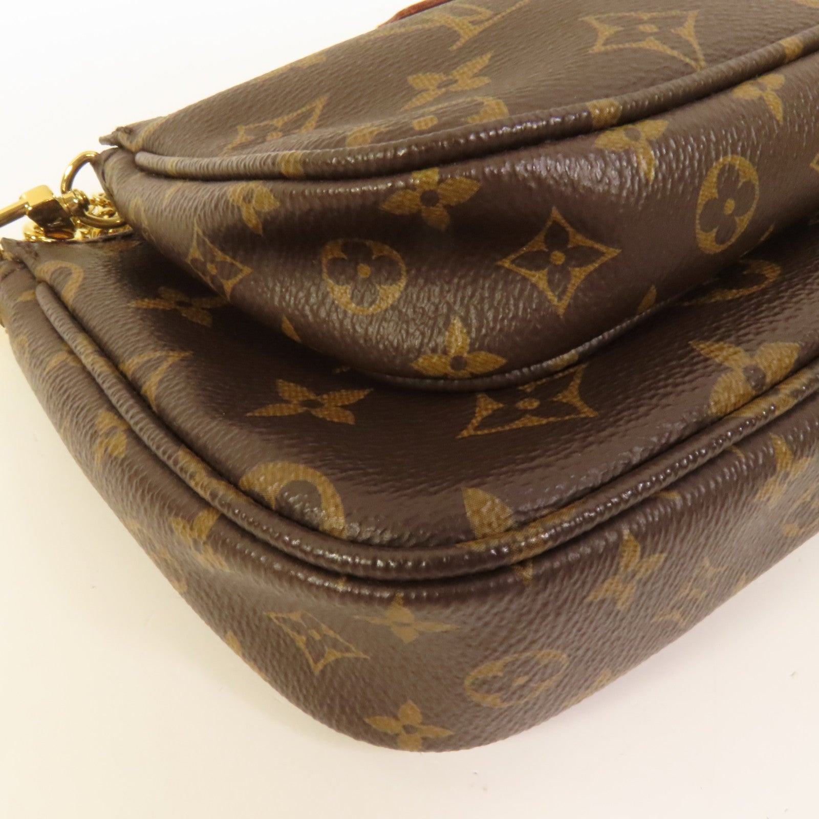 LOUIS VUITTON Monogram Multi Pochette Accessoires金扣手挽肩背兩用袋棕色