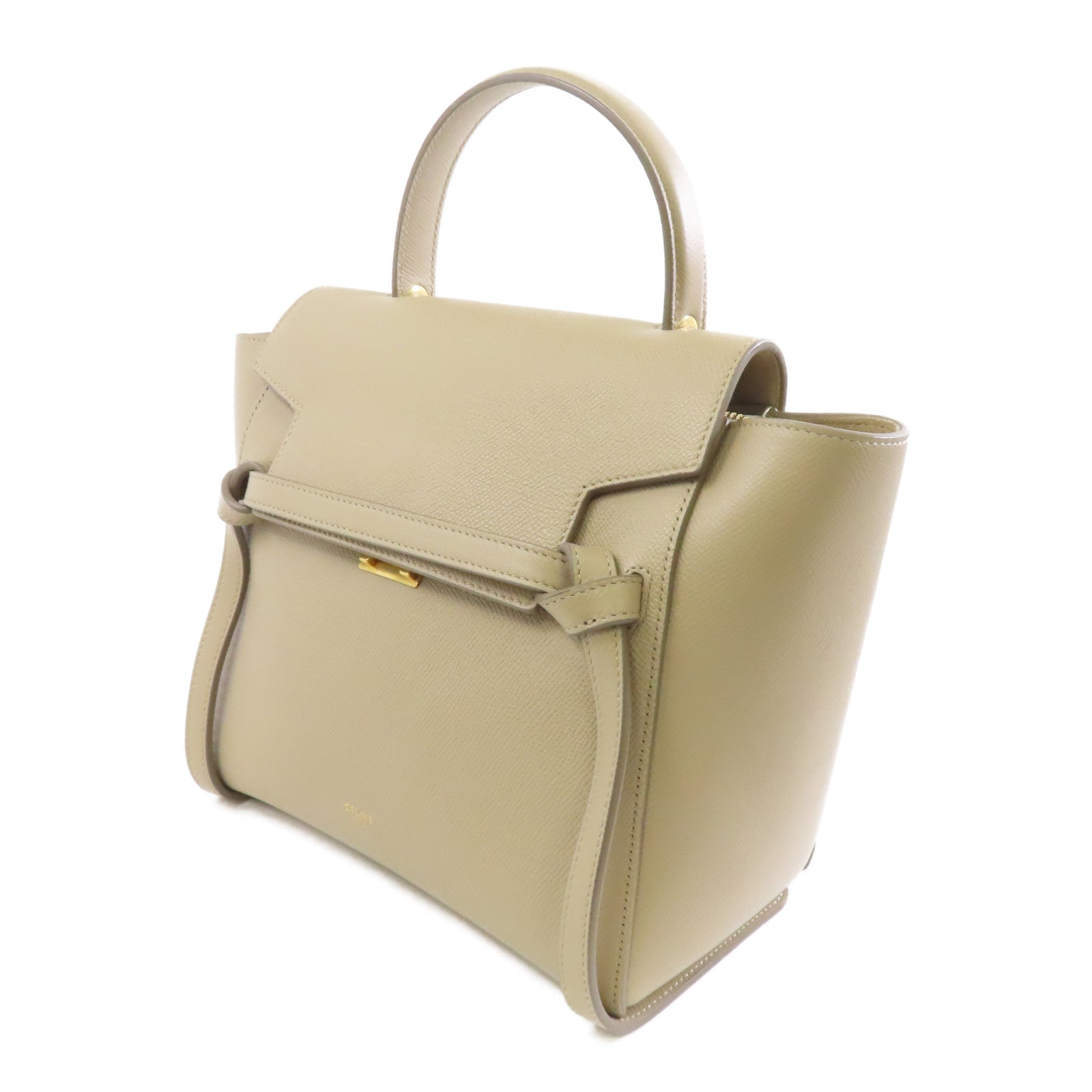 CELINE 牛皮皮革2 Way Shoulder金扣手挽肩背兩用袋米色