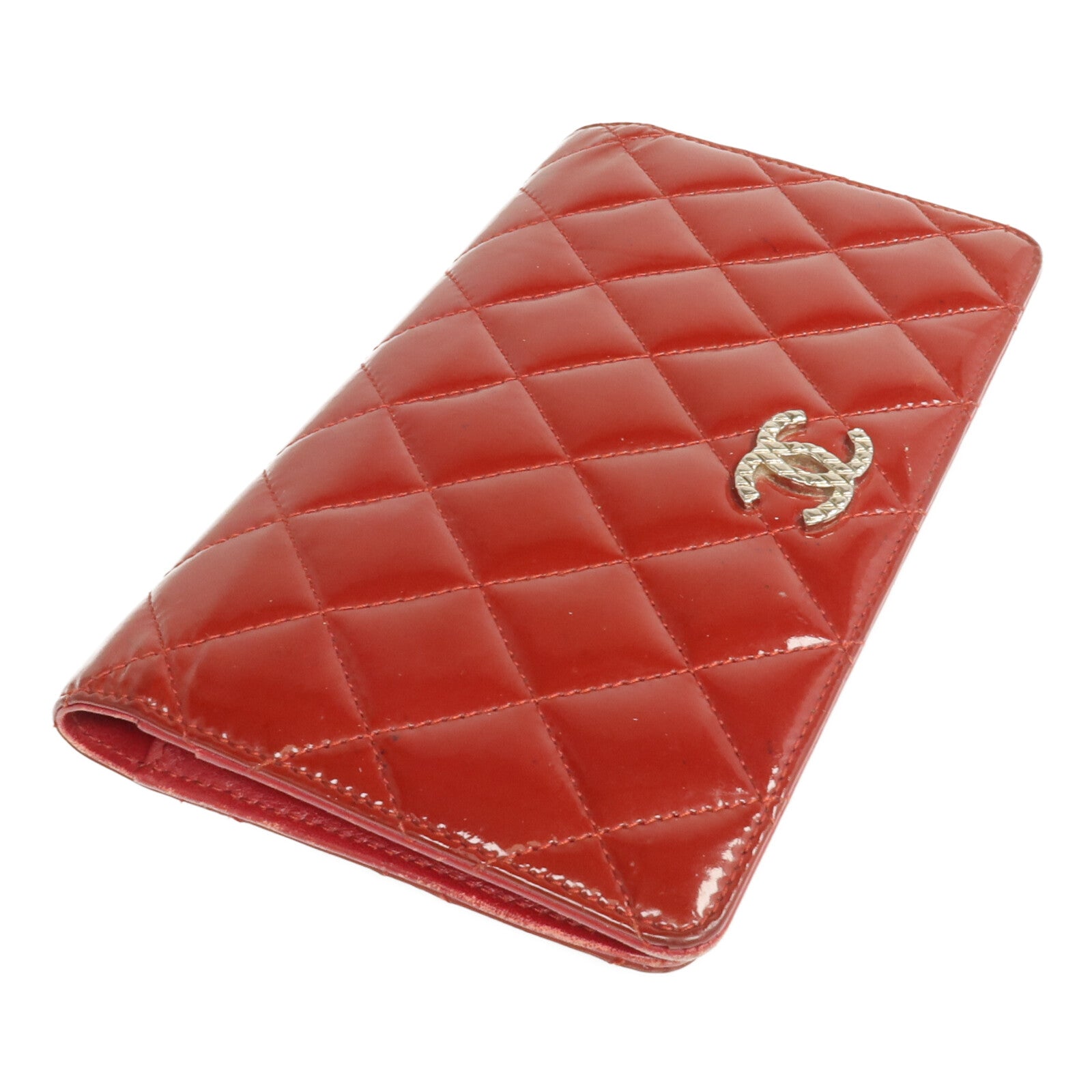 CHANEL 漆皮皮革Long Wallet銀扣長錢包