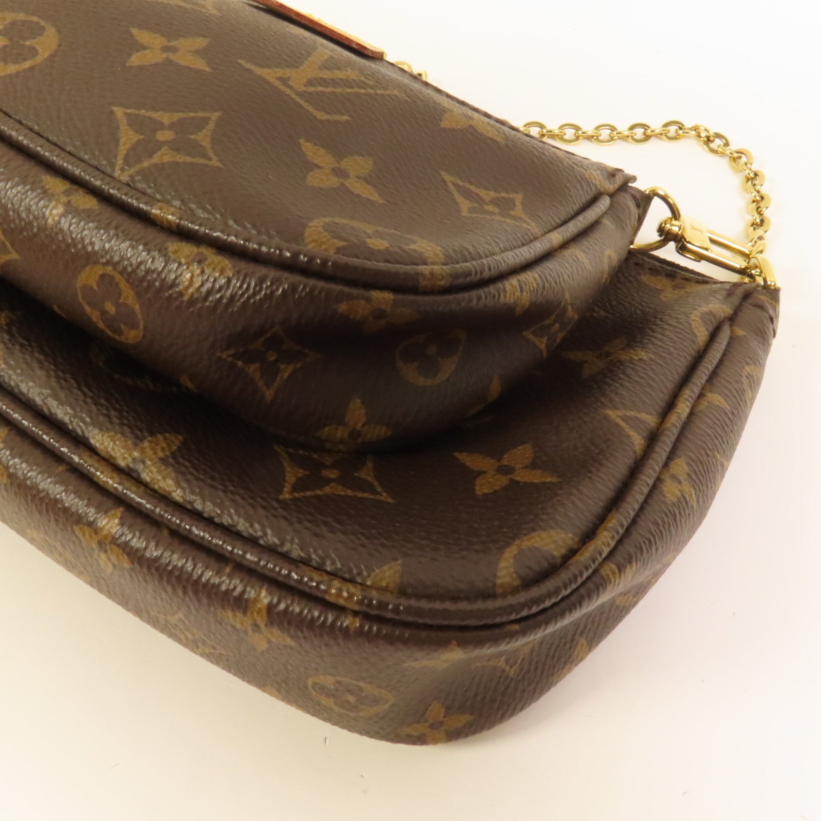 LOUIS VUITTON Monogram Multi Pochette Accessoires金扣手挽肩背兩用袋棕色