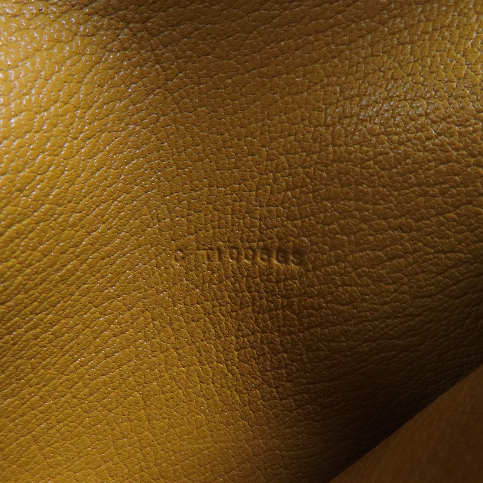 HERMES Chevre皮革Bearn Compact Wallet金扣錢包9D Jaune Ambre