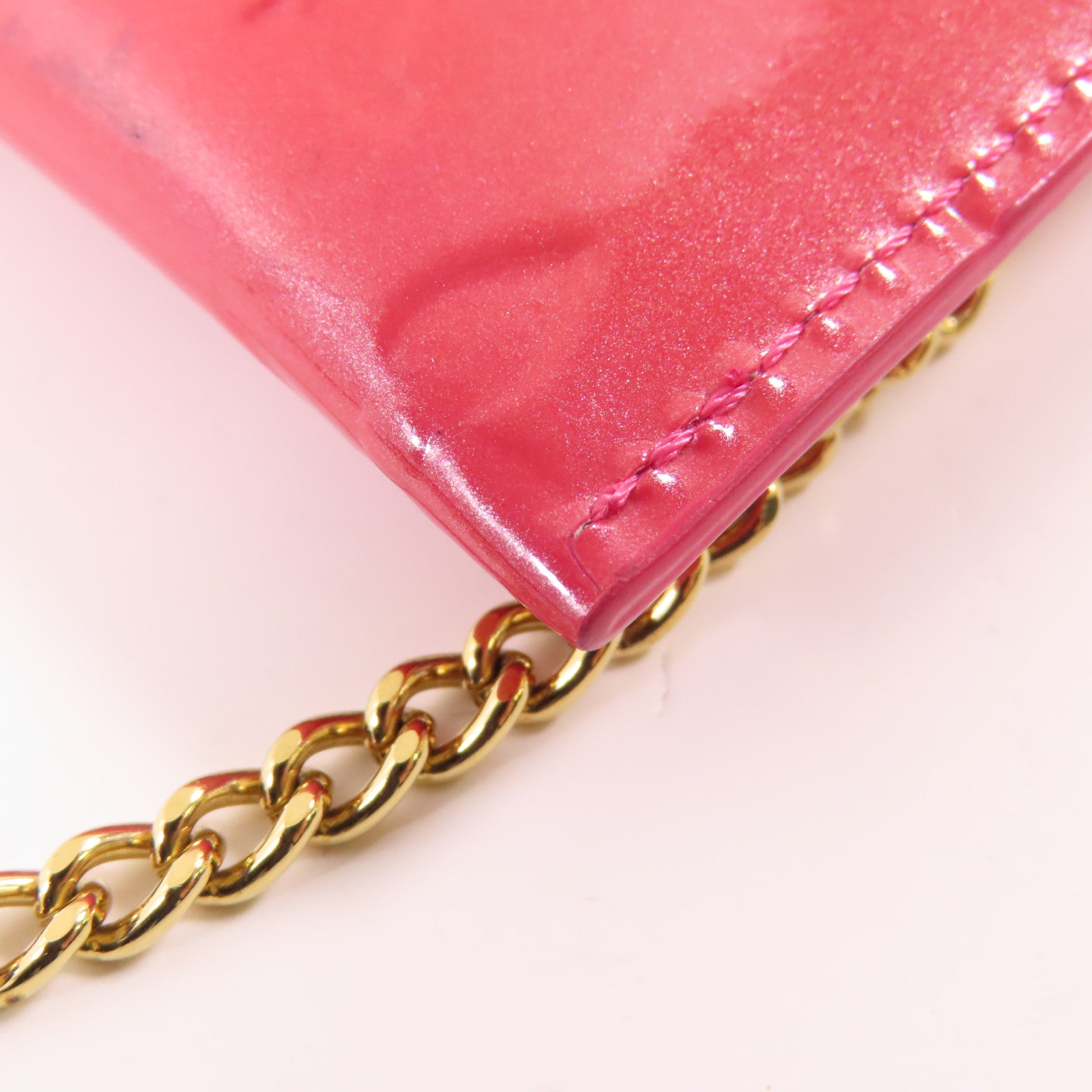 LOUIS VUITTON Vernis Card Case金扣卡片套粉紅色