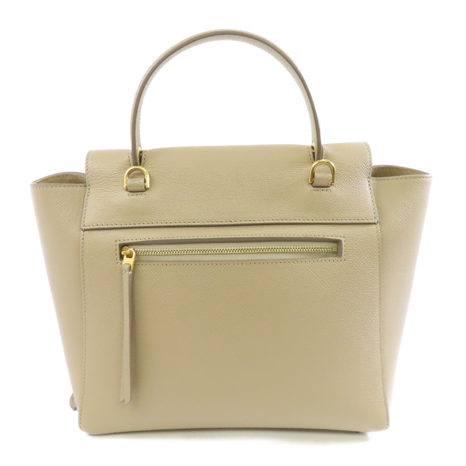 CELINE 牛皮皮革2 Way Shoulder金扣手挽肩背兩用袋米色